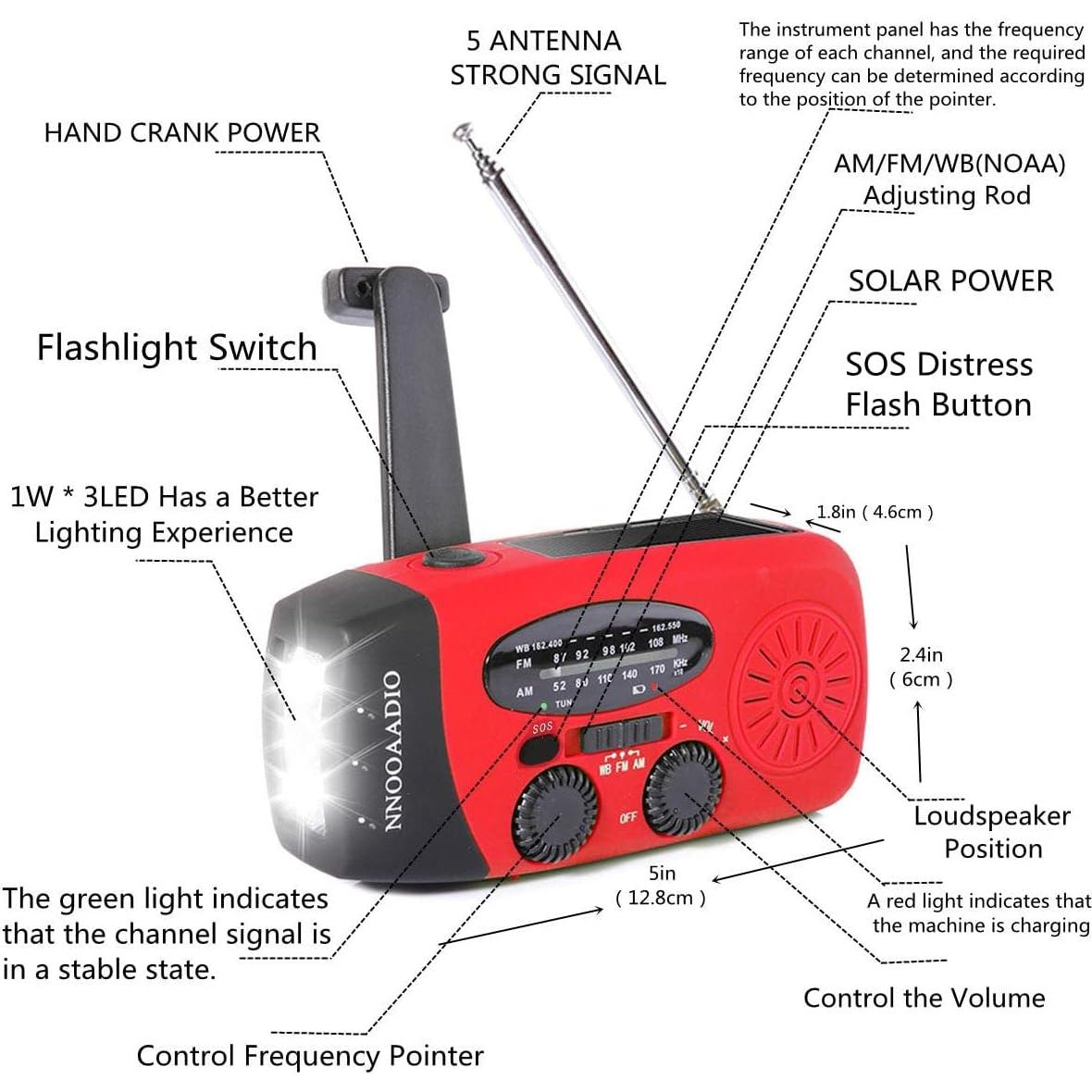 Radio de Emergencia NNOOAADIO AY-028S-R Solar 7400mAh