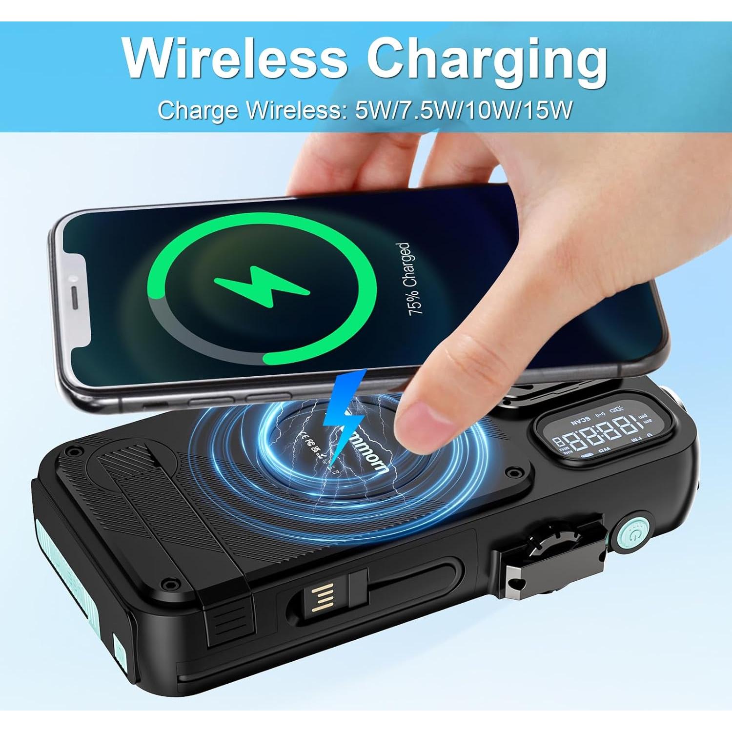 Radio de Emergencia Solar 22000mAh con Cargador Rápido 20W