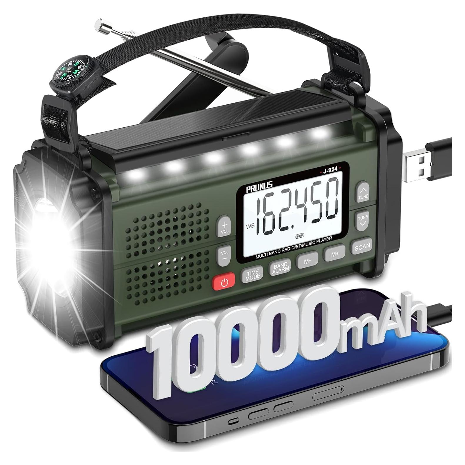 Radio de Emergencia PRUNUS J-924 10000mAh Solar y Manivela