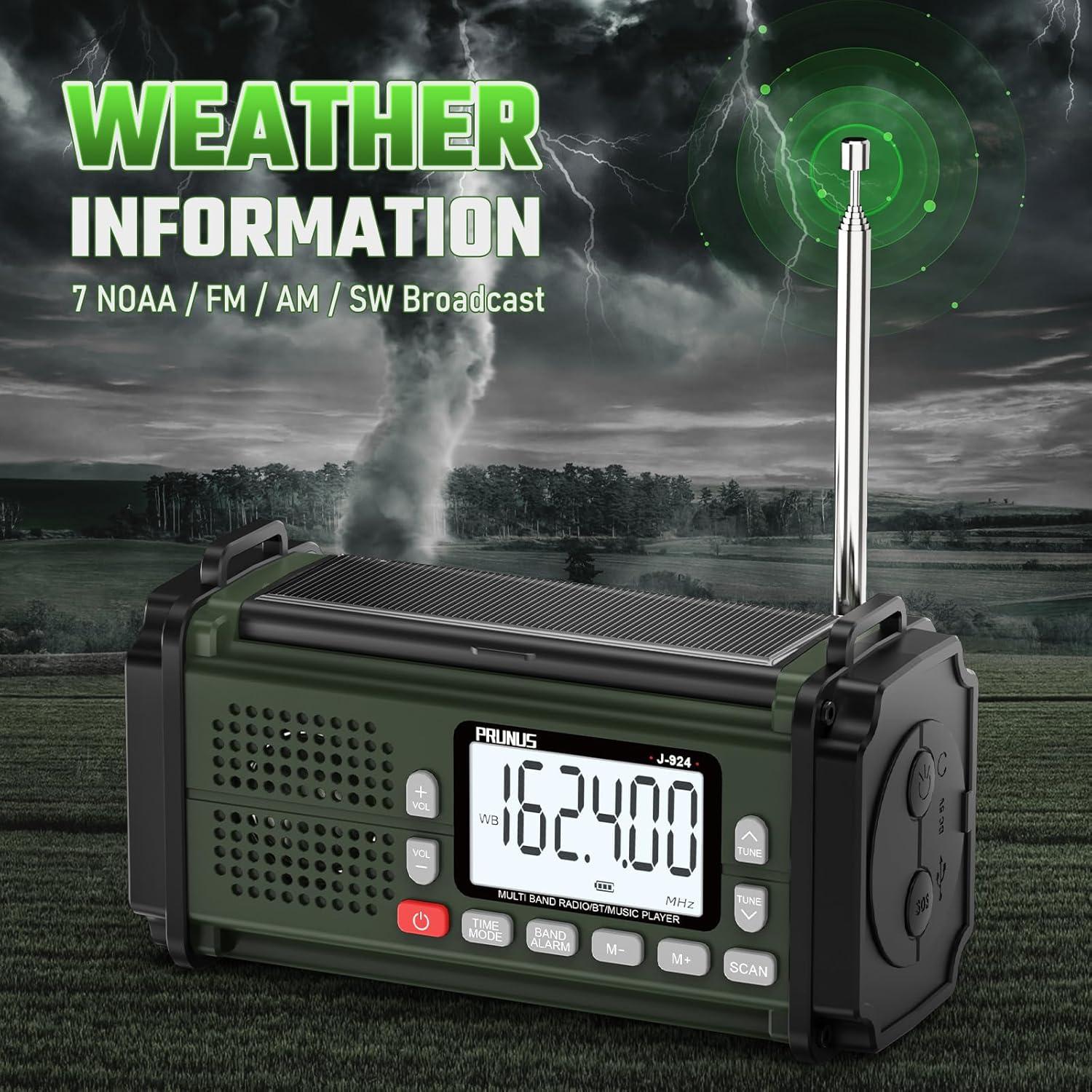Radio de Emergencia PRUNUS J-924 10000mAh Solar y Manivela