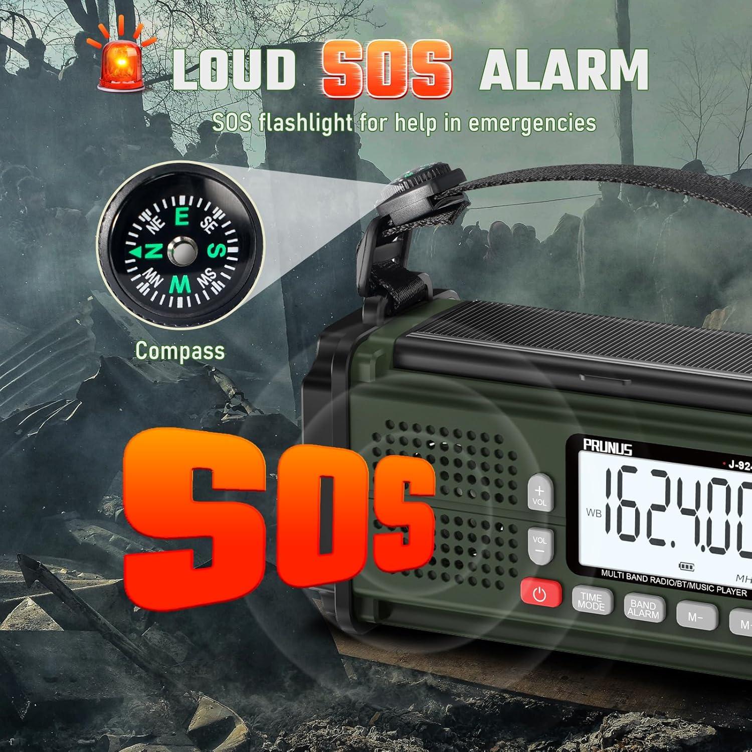 Radio de Emergencia PRUNUS J-924 10000mAh Solar y Manivela