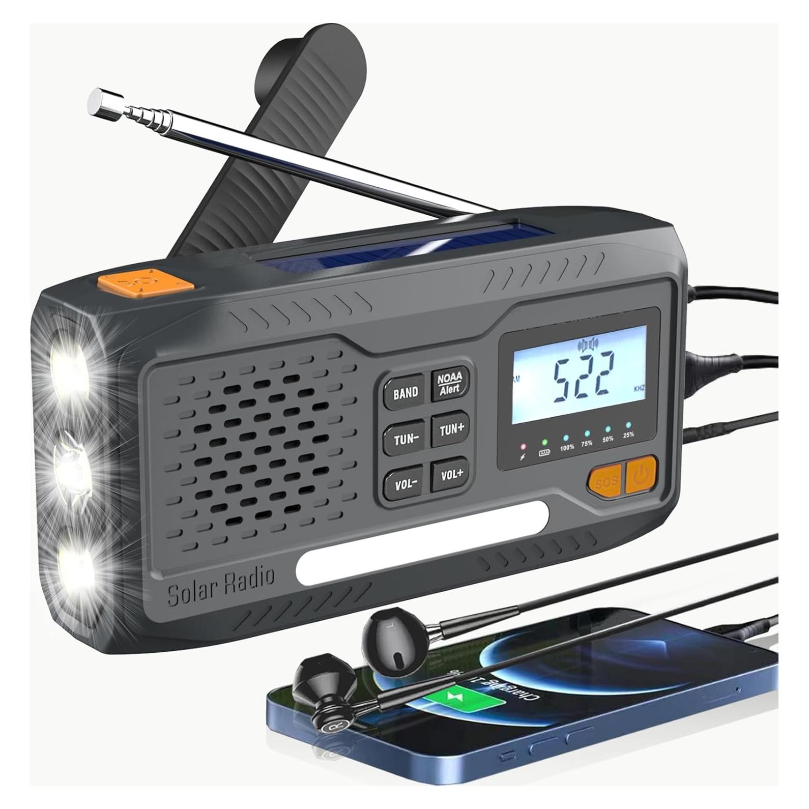 Radio Meteorológica de Emergencia Rumenglai con Cargador Solar y Manivela