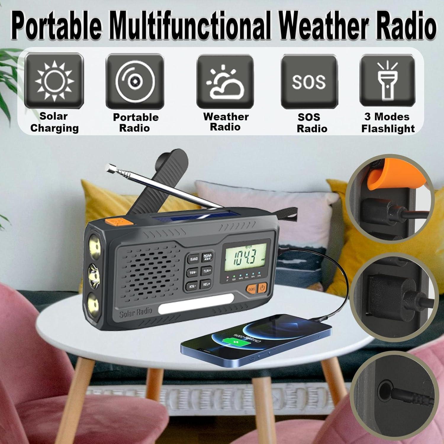 Radio Meteorológica de Emergencia Rumenglai con Cargador Solar y Manivela