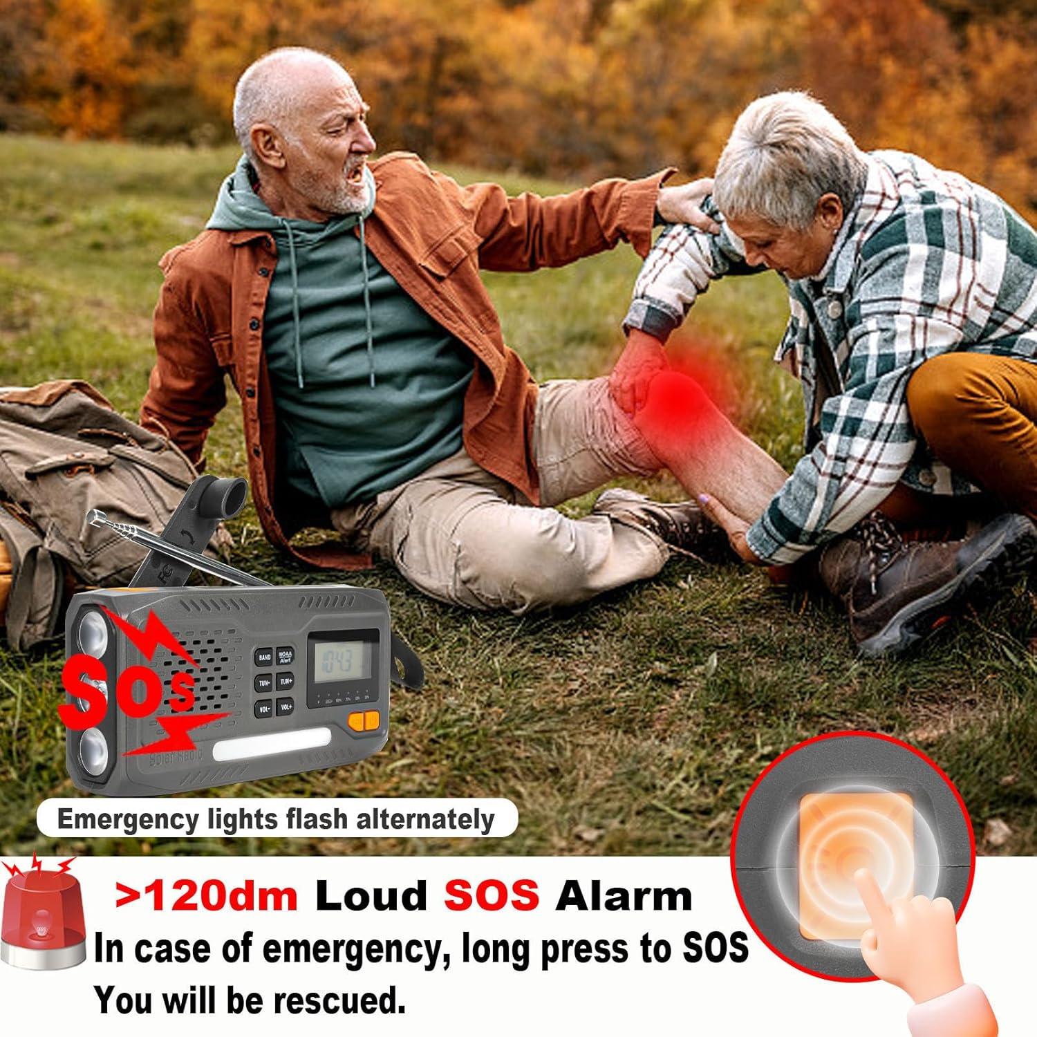 Radio Meteorológica de Emergencia Rumenglai con Cargador Solar y Manivela