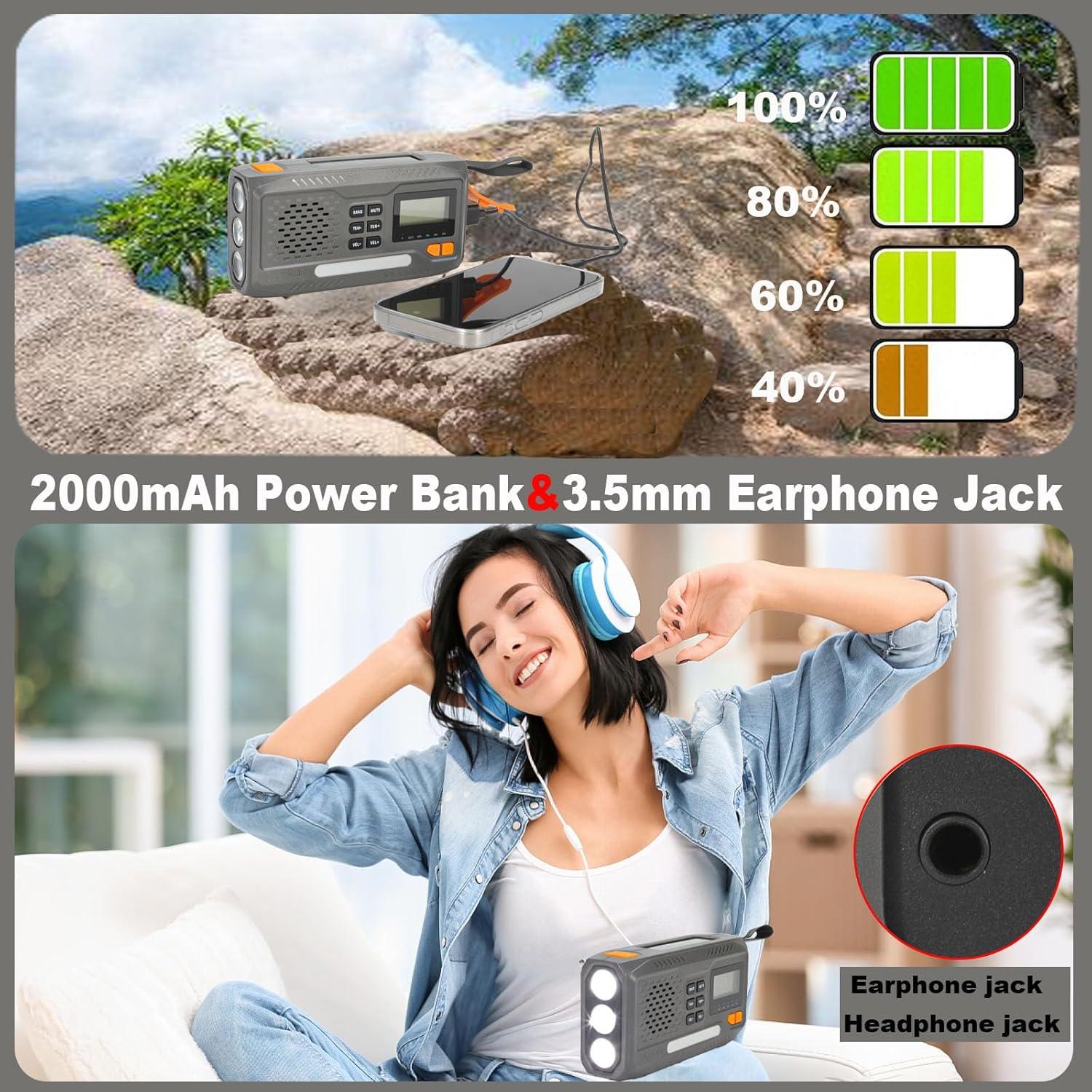 Radio Meteorológica de Emergencia Rumenglai con Cargador Solar y Manivela