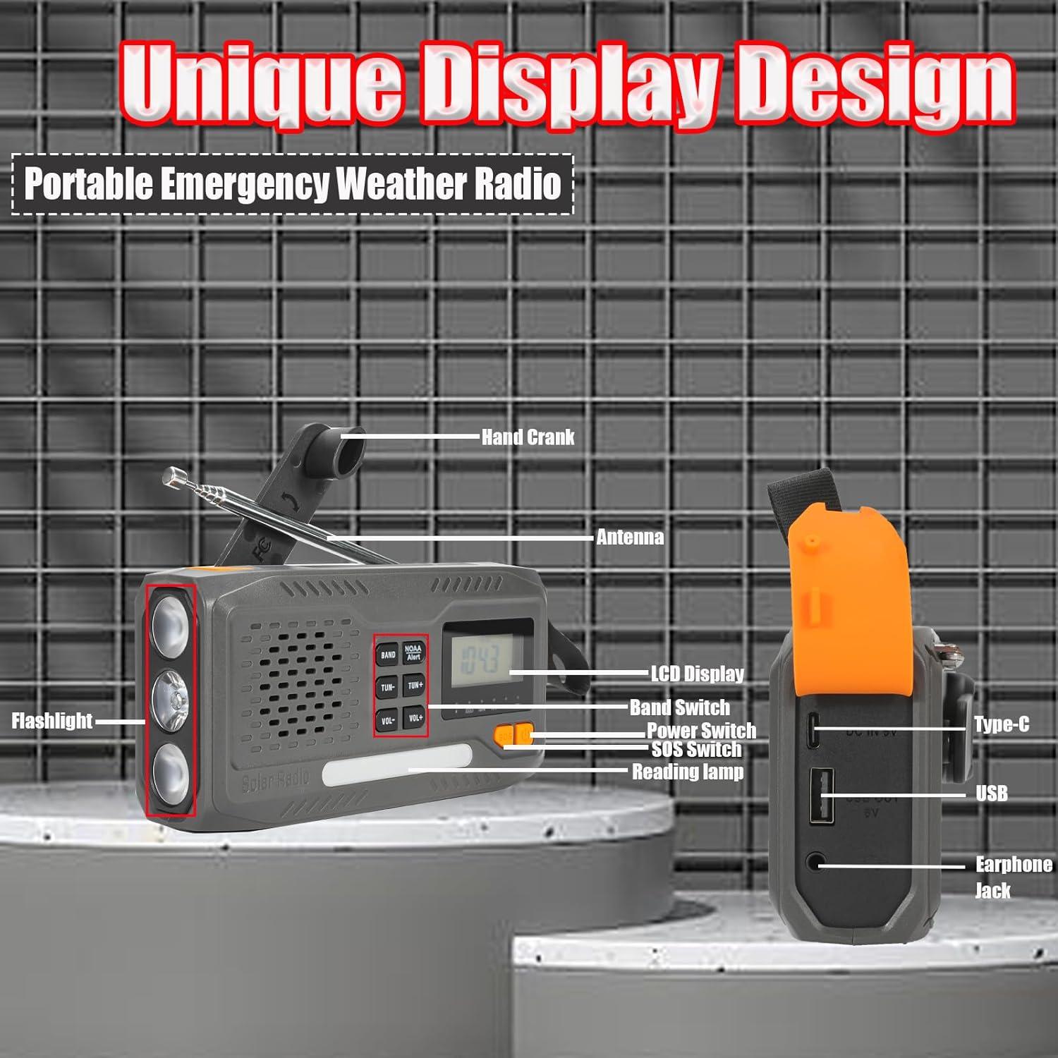 Radio Meteorológica de Emergencia Rumenglai con Cargador Solar y Manivela
