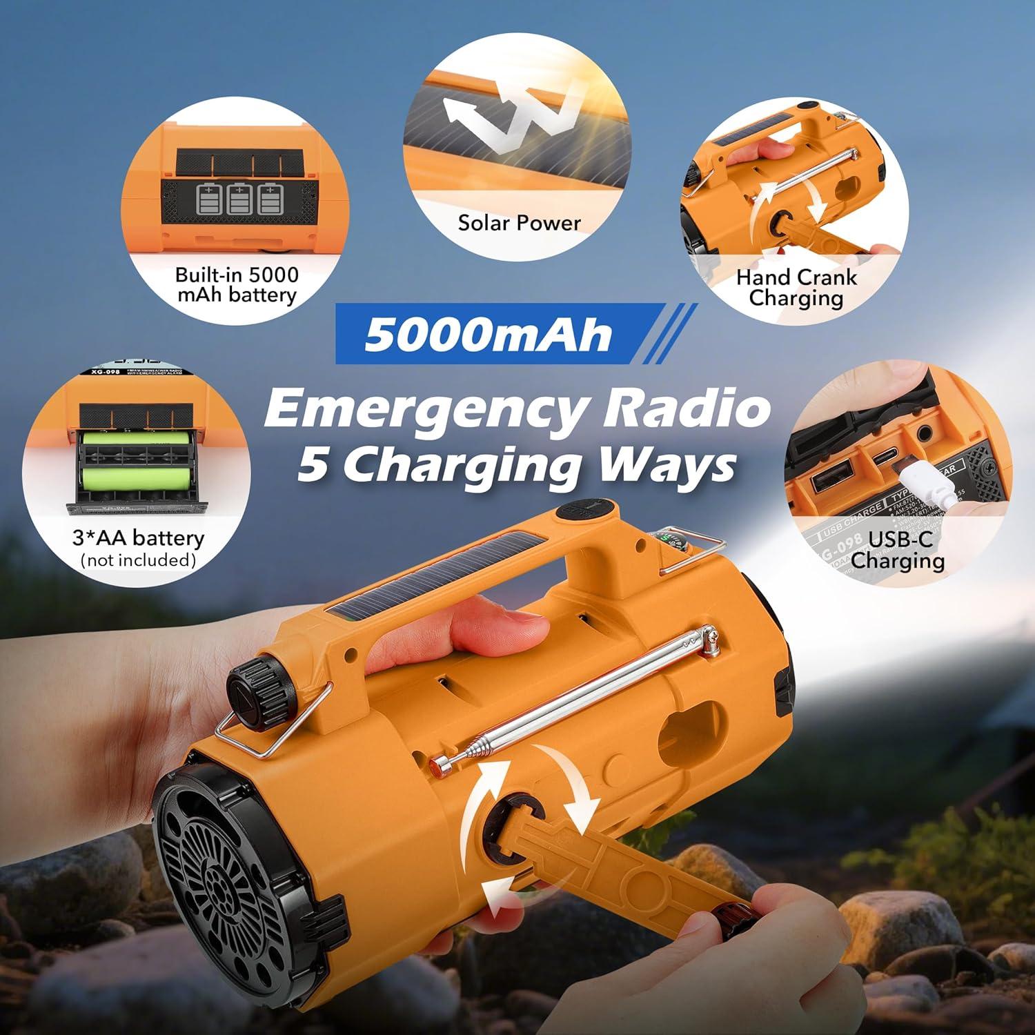 Radio Meteorológica de Emergencia Rckskaya RCKY-098G1 Solar USB-C