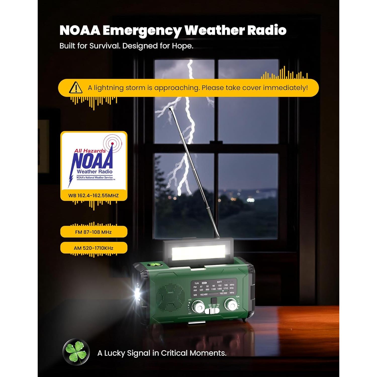 Radio Meteorológica de Emergencia PLOOHT con Batería 10000mAh