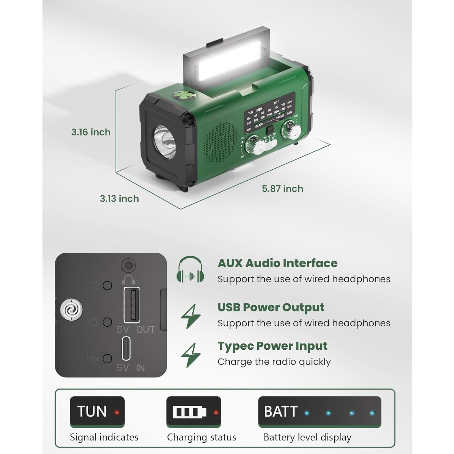 Radio Meteorológica de Emergencia PLOOHT con Batería 10000mAh