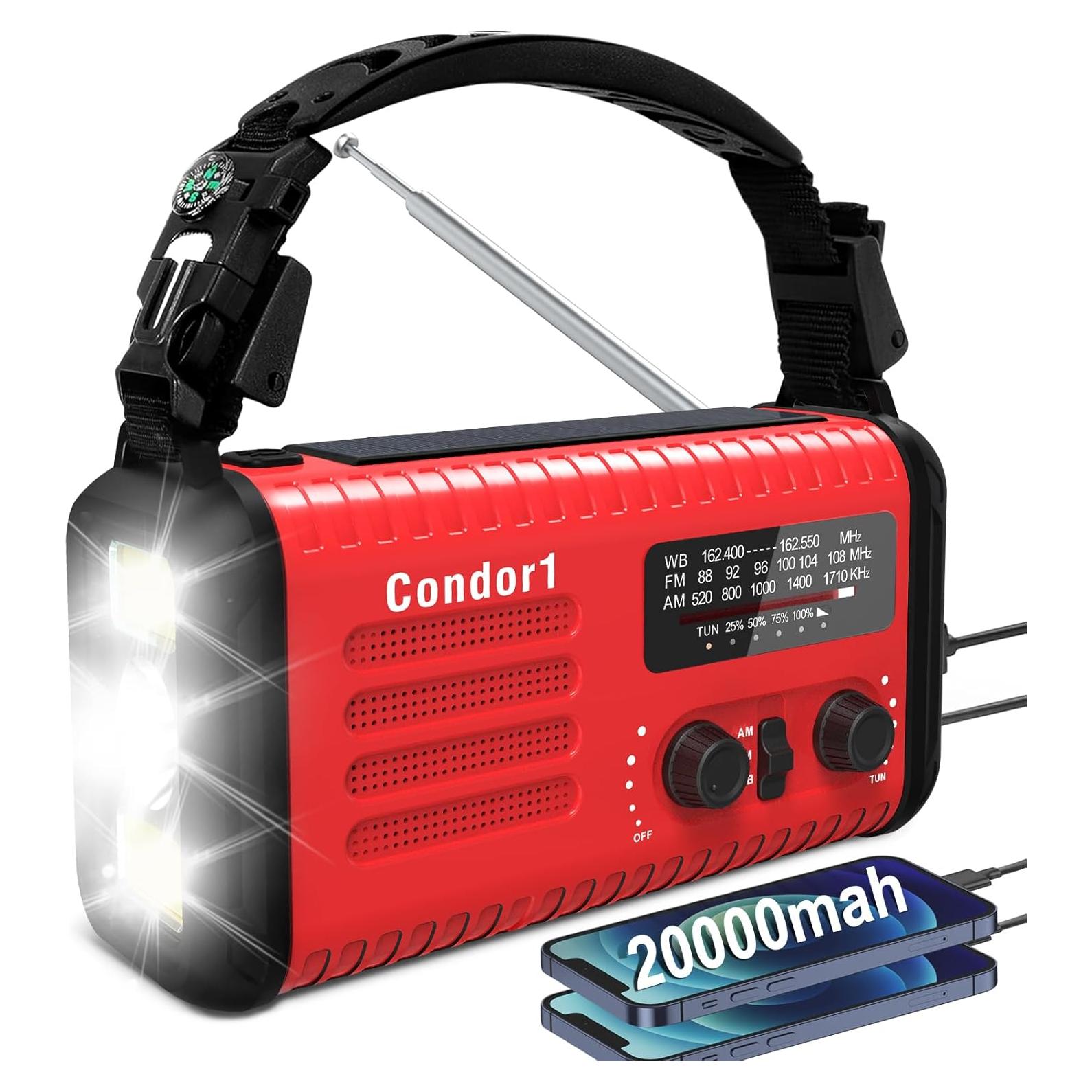 Radio de Emergencia Portátil Accinouter 20000mAh Solar Manivela