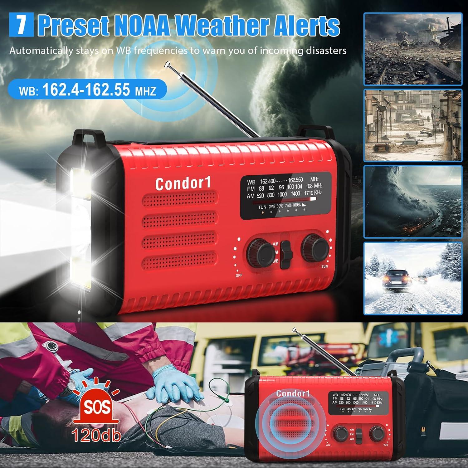 Radio de Emergencia Portátil Accinouter 20000mAh Solar Manivela