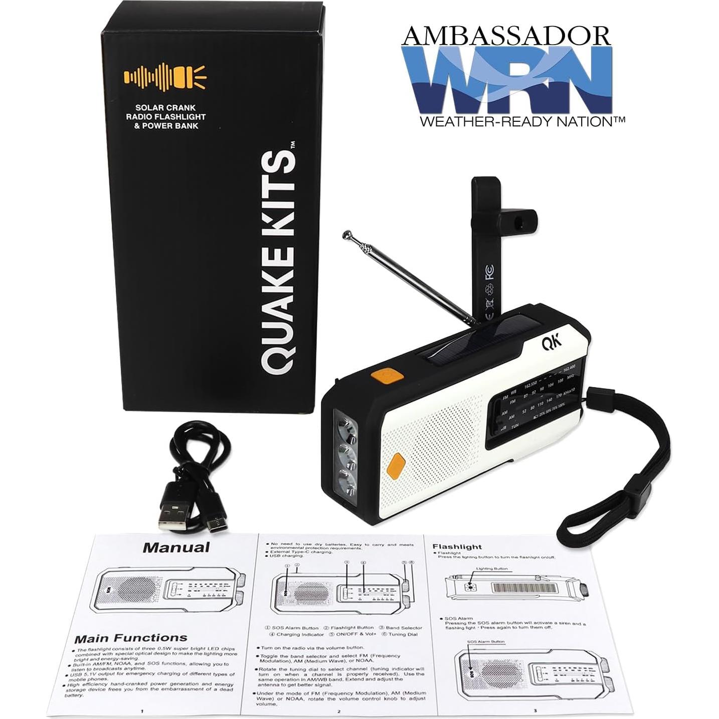 Radio de Emergencia 4-en-1 NOAA Guardian QKLCFR - Linterna y Cargador