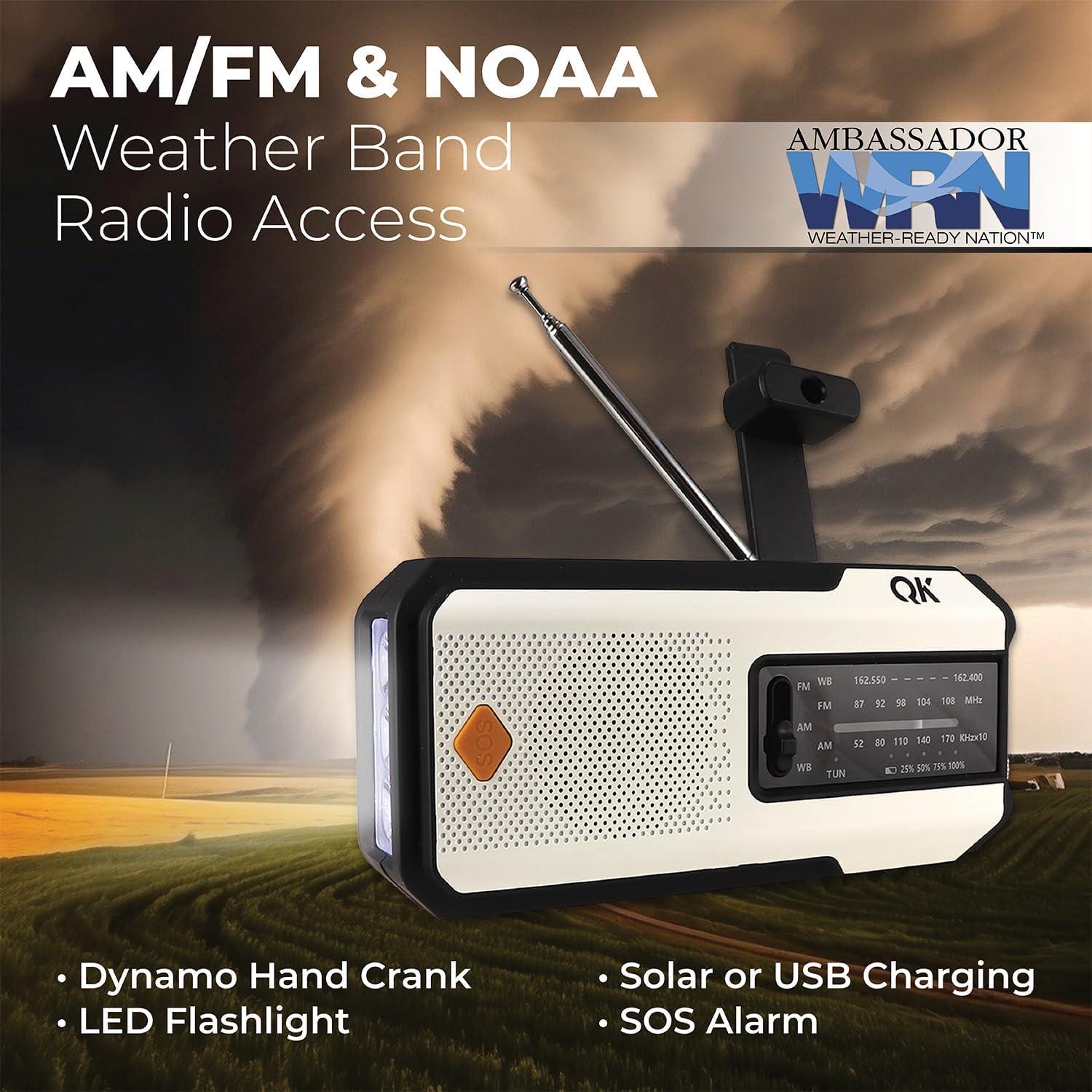Radio de Emergencia 4-en-1 NOAA Guardian QKLCFR - Linterna y Cargador