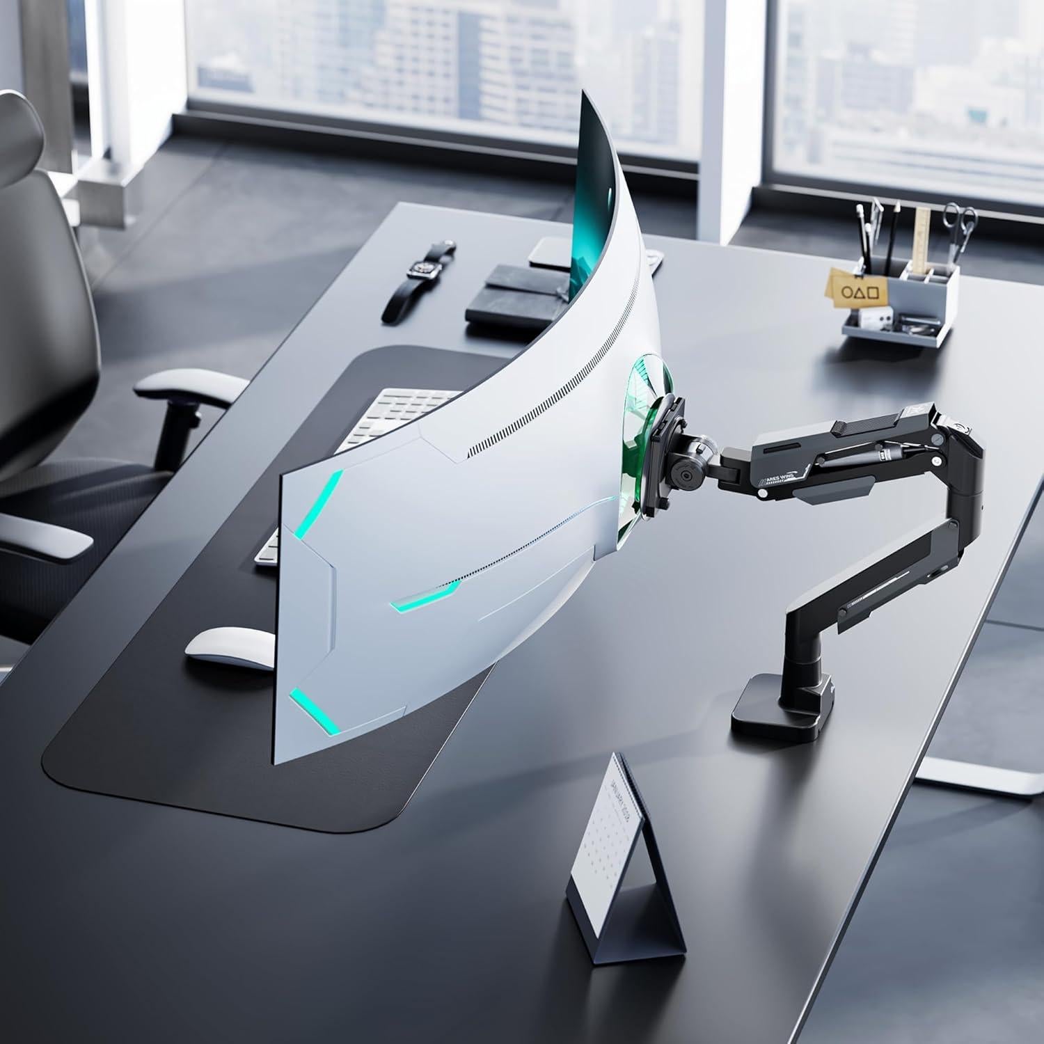 Brazo de Monitor ARES WING Soporte Gas 24-57" hasta 30 kg Negro
