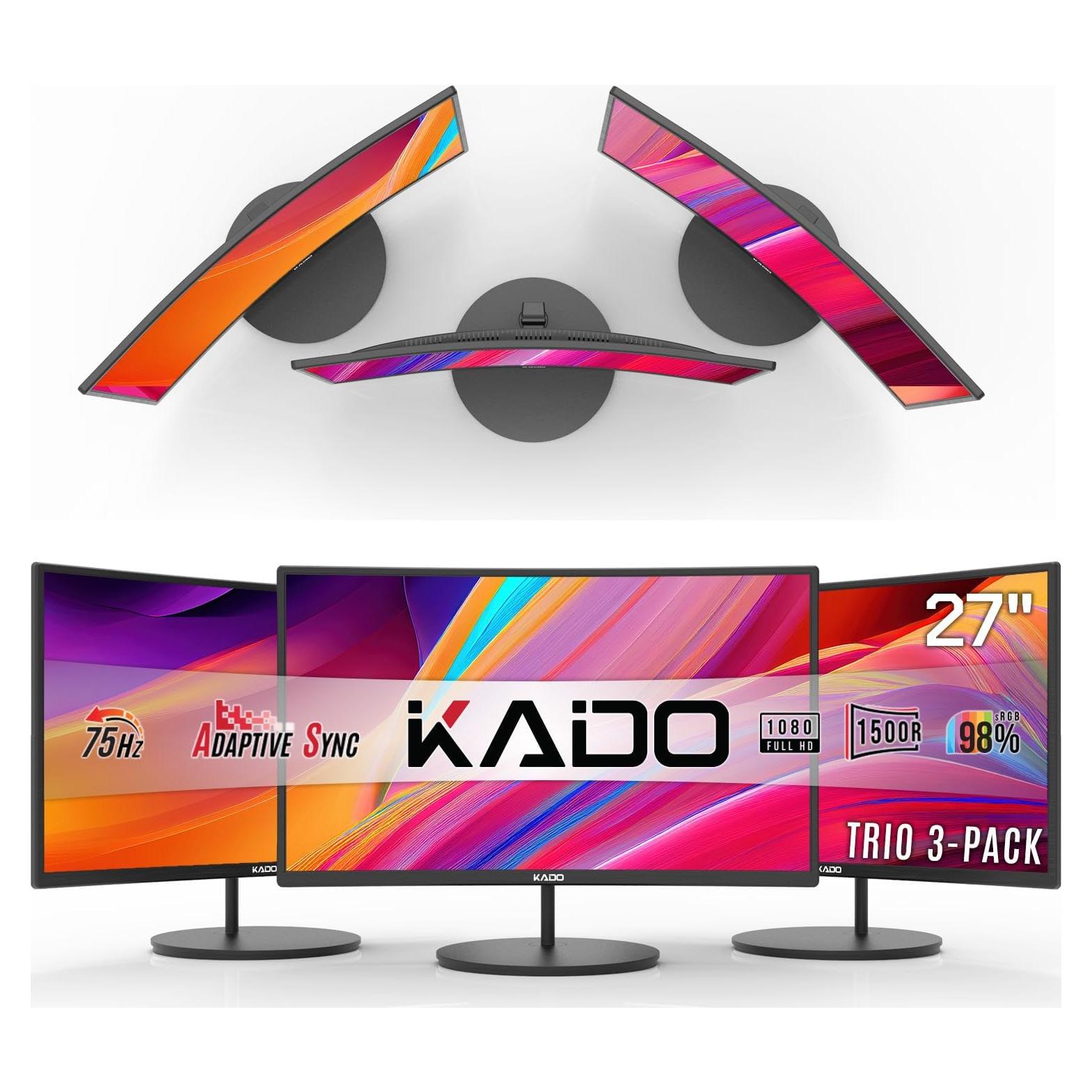 Kado Triple Monitor Curvado 27" 1920x1080 75Hz con Altavoces