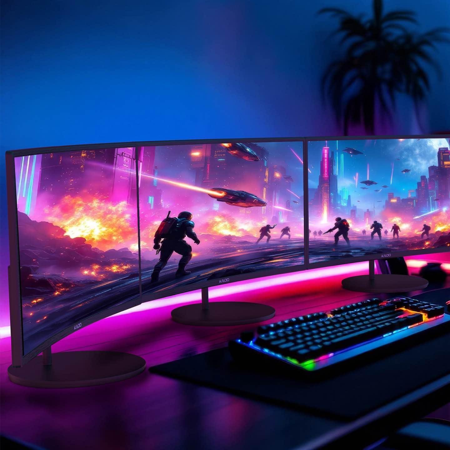 Kado Triple Monitor Curvado 27" 1920x1080 75Hz con Altavoces