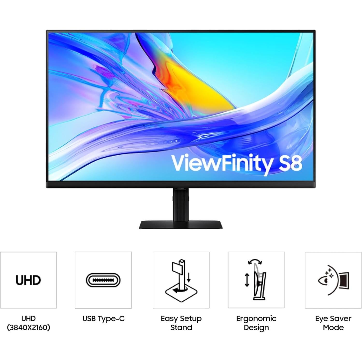 Monitor Samsung 32" ViewFinity S8 4K UHD USB-C Ergonómico