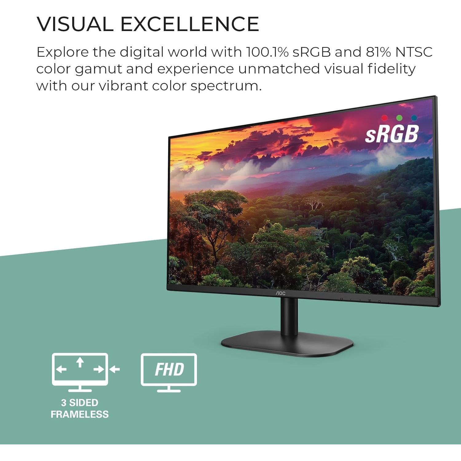 Monitor AOC 24B2H2 24" FHD IPS 100Hz Sin Marco Negro