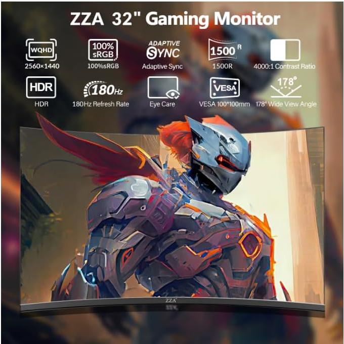 Monitor ZZA 32" 2K 165Hz FreeSync G-Sync 1ms HDR10
