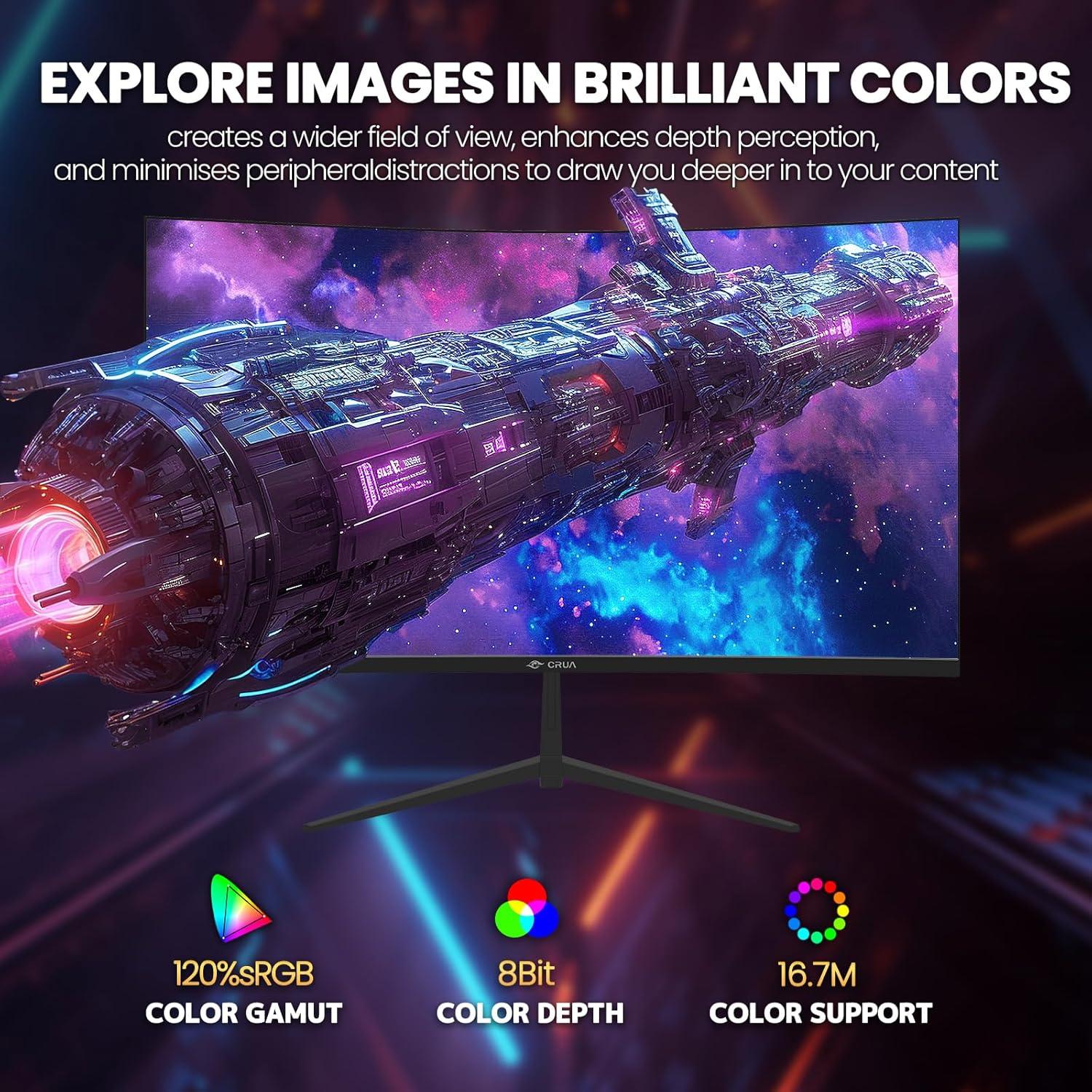 Monitor Curvo CRUA 32" FHD 200Hz VA 1800R HDMI DP Negro