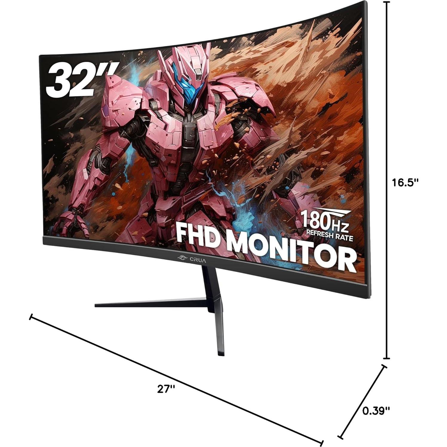 Monitor Curvo CRUA 32" FHD 200Hz VA 1800R HDMI DP Negro