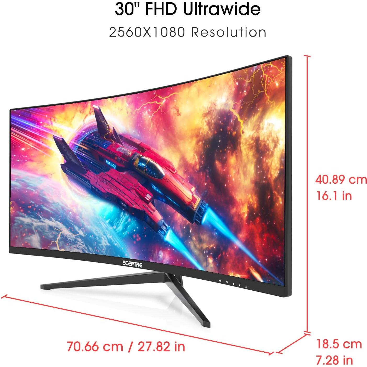 Monitor Curvo de Juegos Sceptre 30" 2560x1080p 200Hz HDMI DP