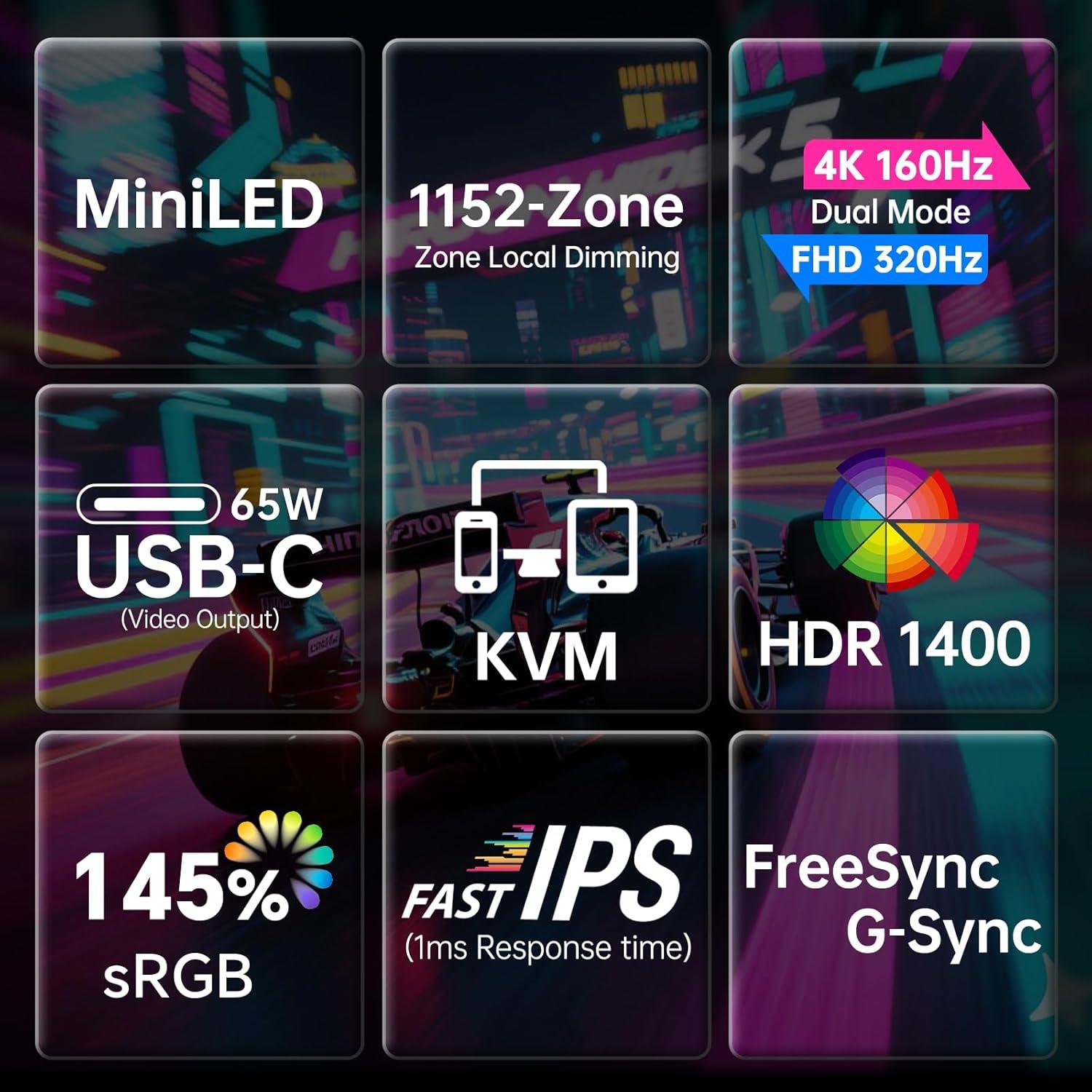 Monitor KTC 27" MiniLED 4K UHD 160Hz Ajustable Blanco M27P6