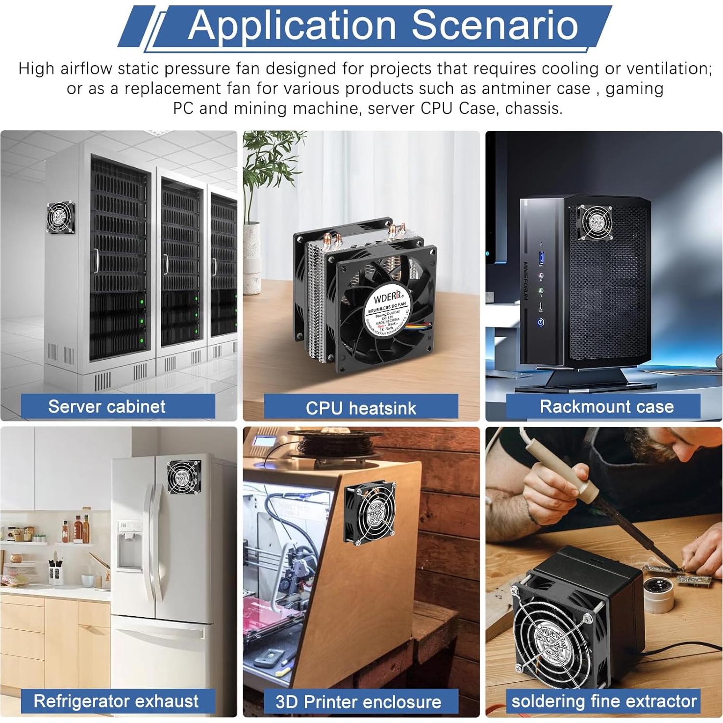 Ventilador WDERAIR 80mm 12V PWM Alto Flujo 80CFM