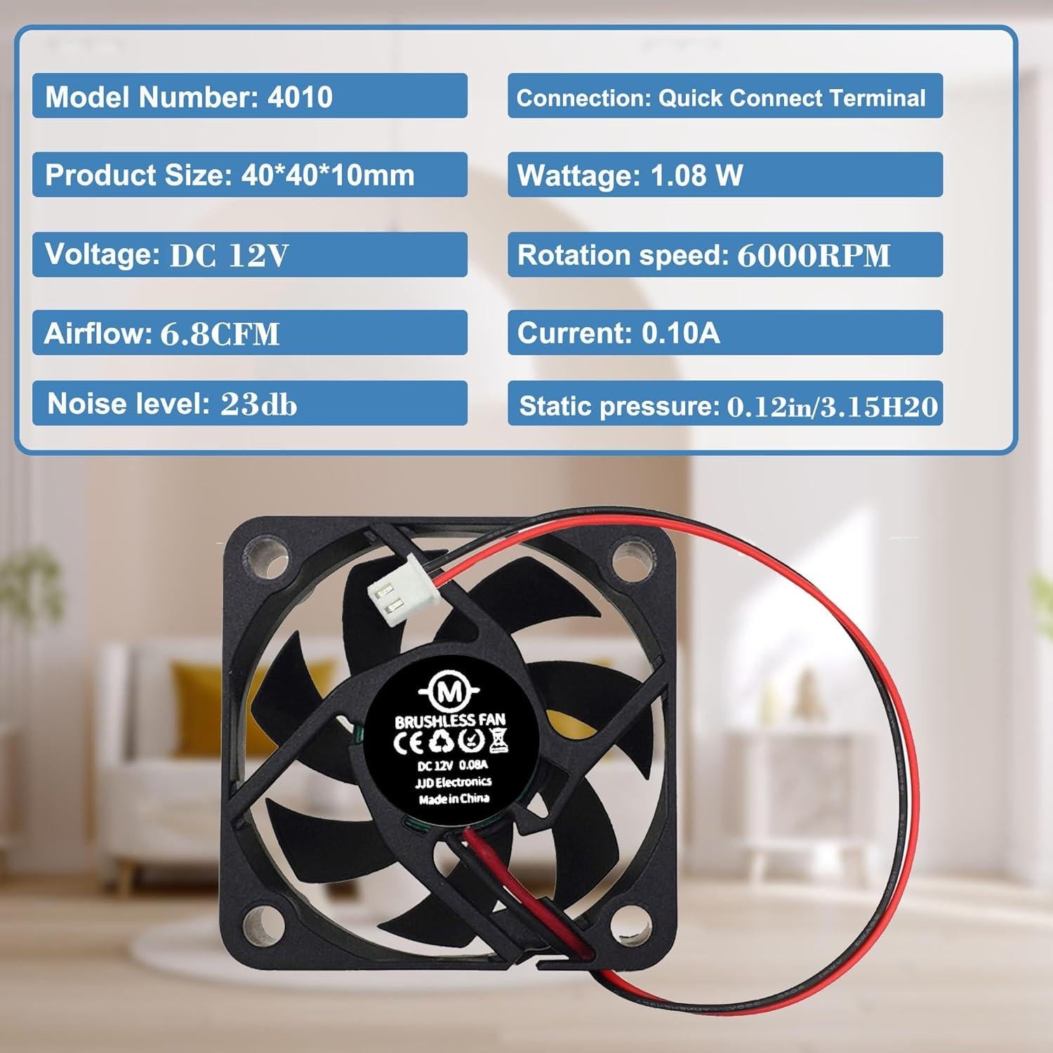 Ventilador de Enfriamiento 40mm Megatta DC12V 6000RPM 4PCS