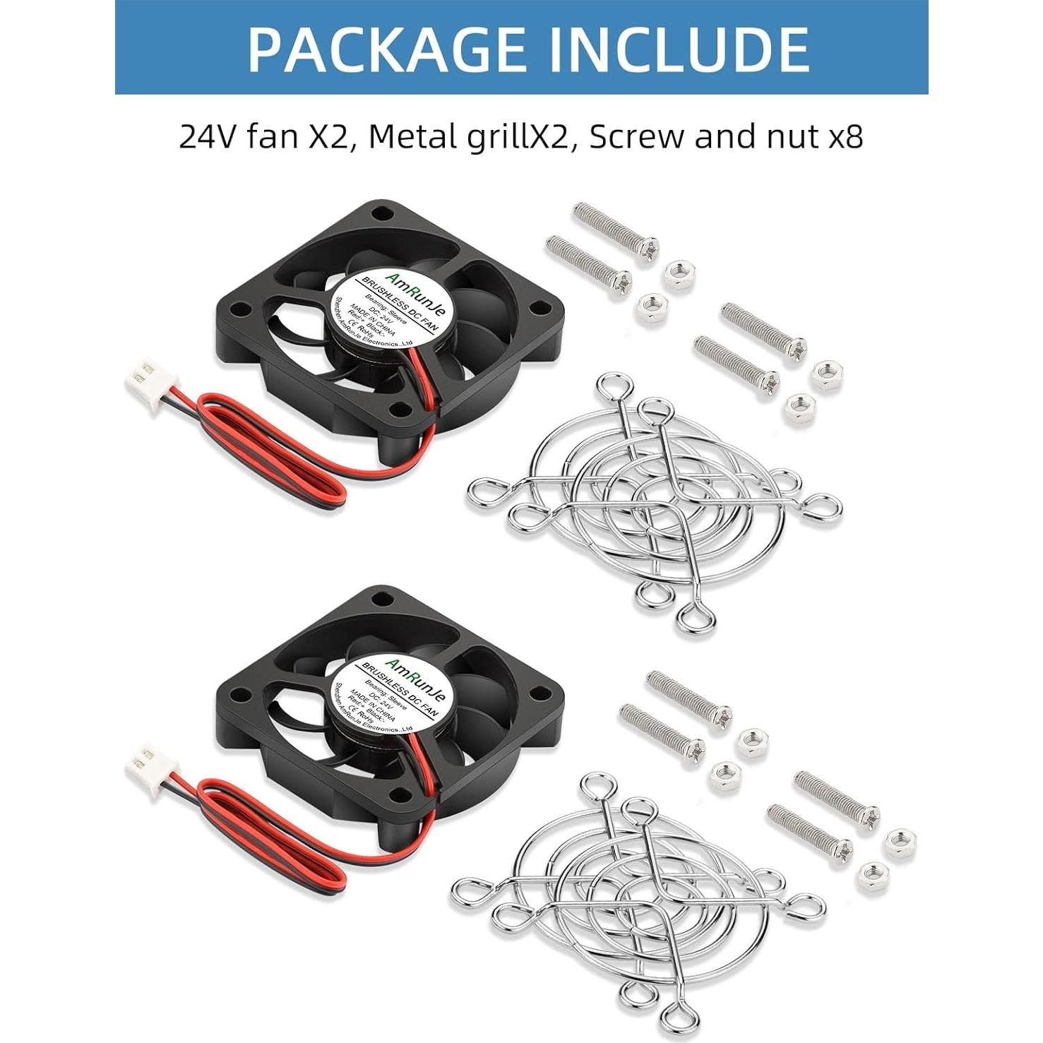 Ventilador 5010 24V AmRunJe 50x10mm 6000RPM 2 Pcs