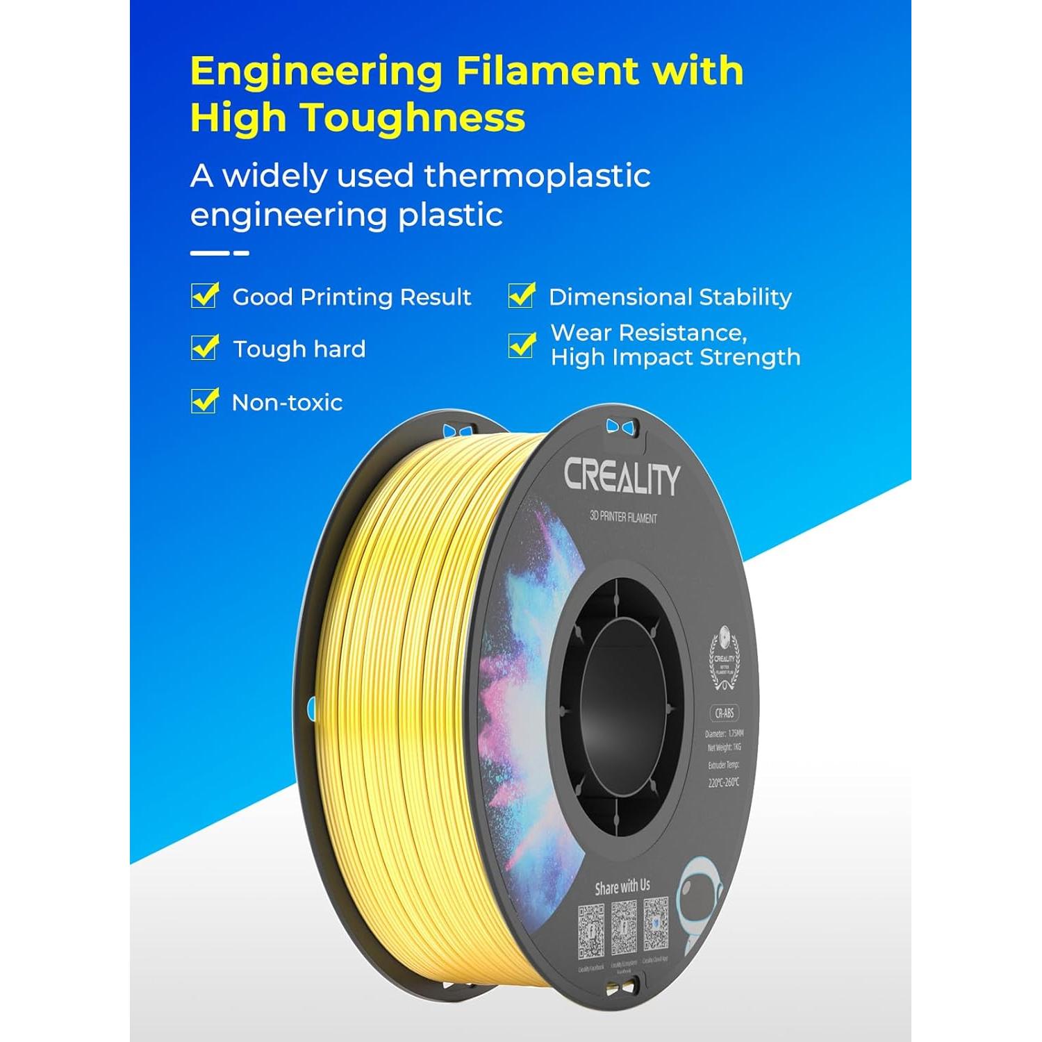 Filamento ABS Creality 1.75mm Negro 1kg para Impresora 3D