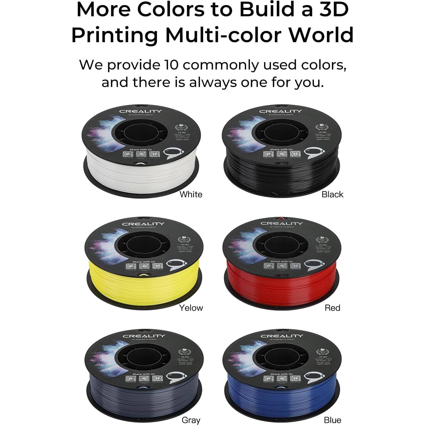 Filamento ABS Creality 1.75mm Negro 1kg para Impresora 3D