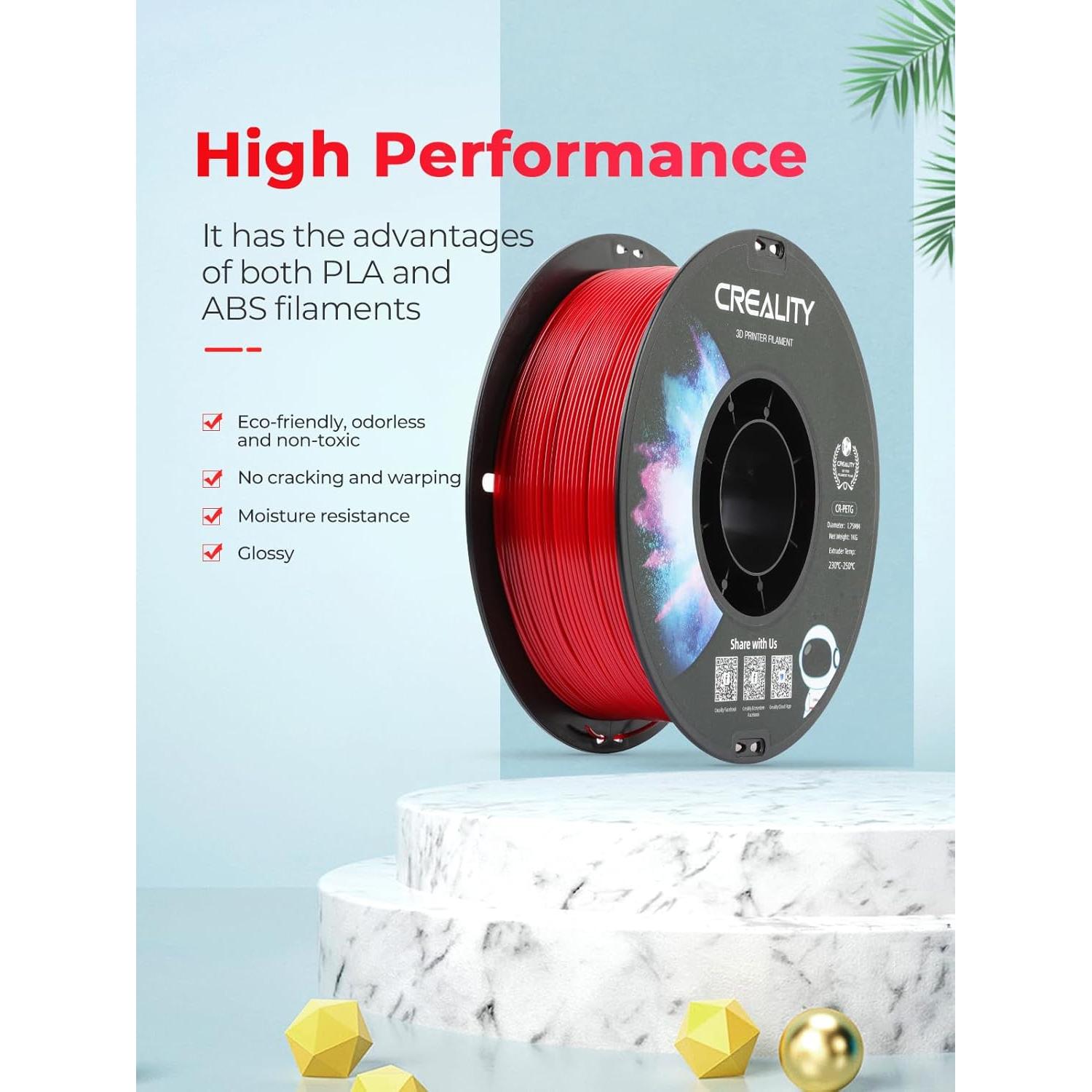 Filamento PETG 2 kg Creality 1.75mm Negro y Blanco Alta Precisión