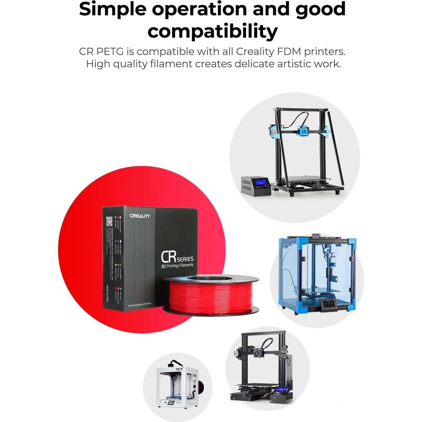 Filamento PETG 2 kg Creality 1.75mm Negro y Blanco Alta Precisión