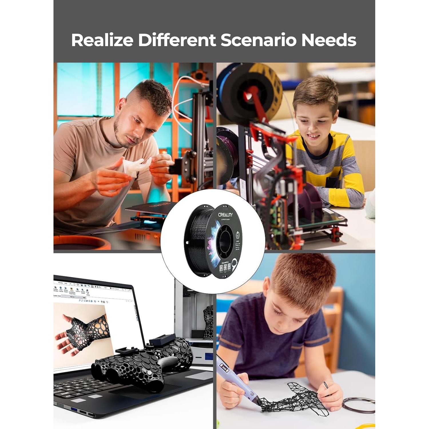 Filamento PETG 2 kg Creality 1.75mm Negro y Blanco Alta Precisión