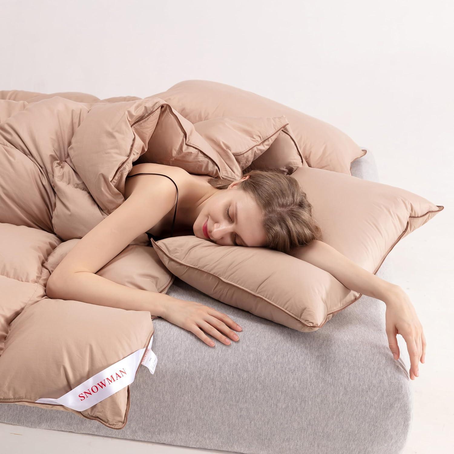 Edredón de Plumas SNOWMAN Queen Caqui 228x228cm 1.05kg