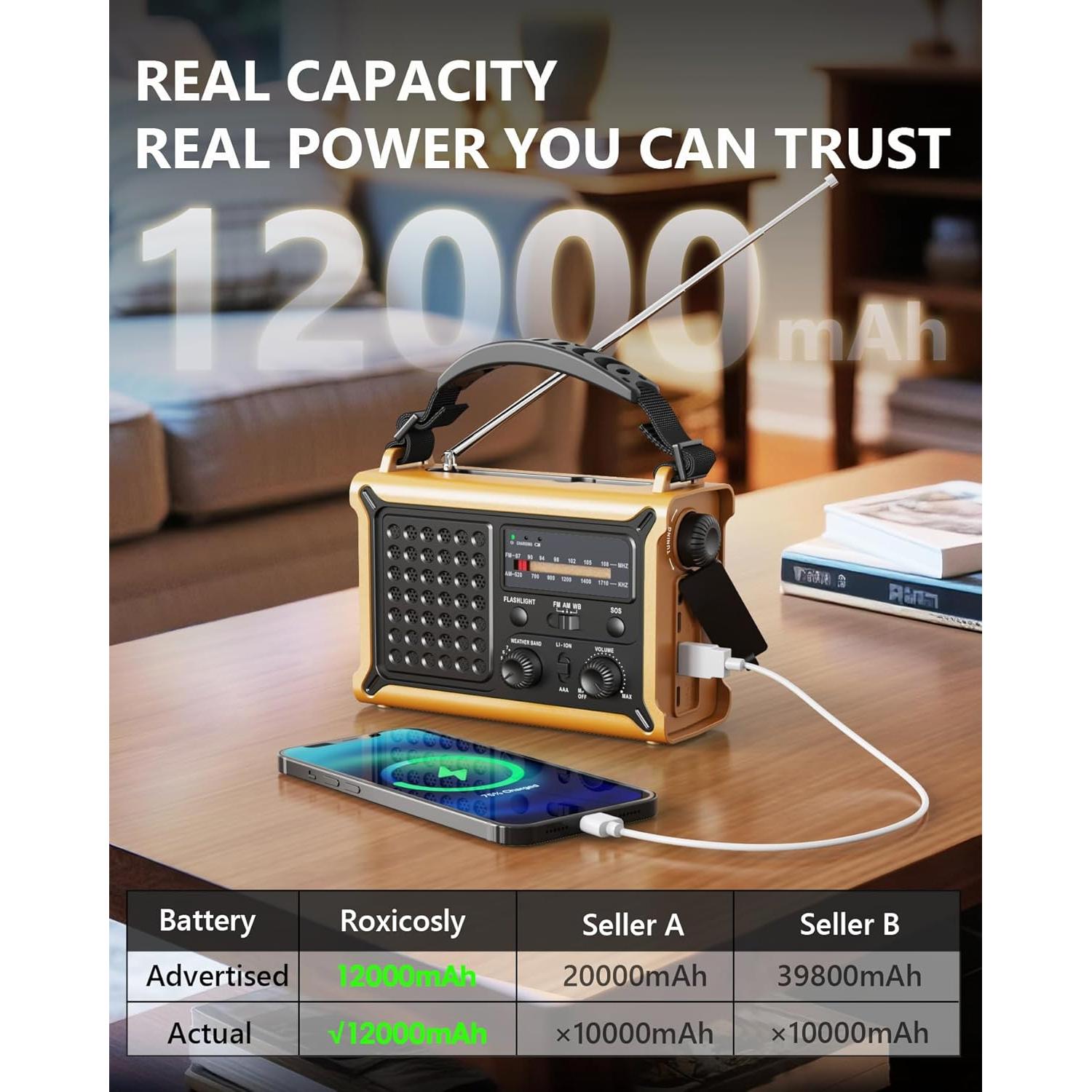 Radio Meteorológica de Emergencia Wismco CR1030 12000mAh Solar