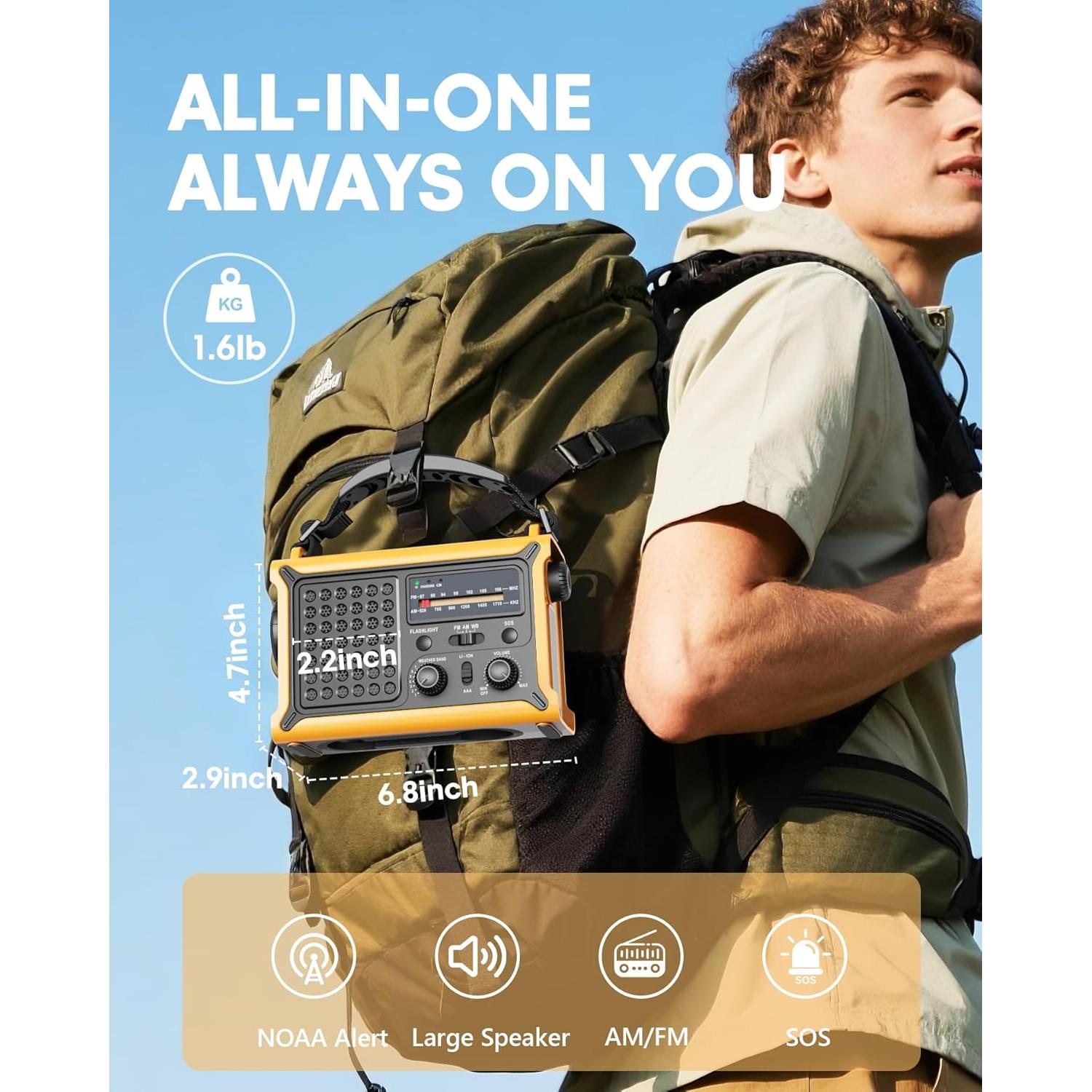 Radio Meteorológica de Emergencia Wismco CR1030 12000mAh Solar