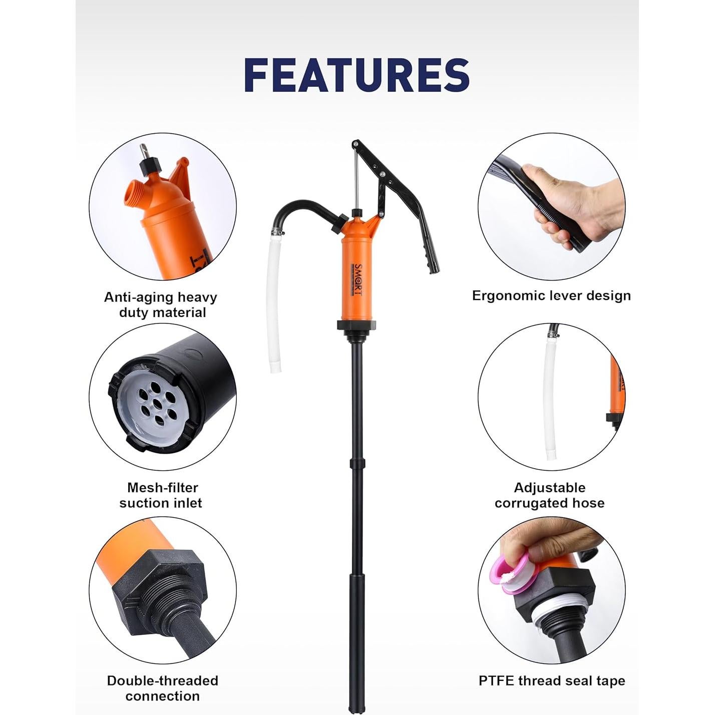 Bomba de Tambor Manual SMART JERRY 55 Galones - Alta Dureza