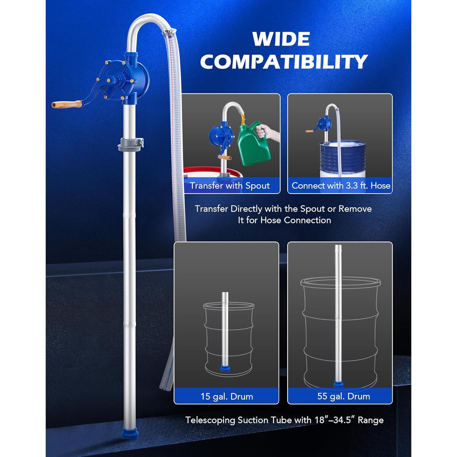 Bomba de tambor manual Orion Motor Tech 55 galones aceite diésel