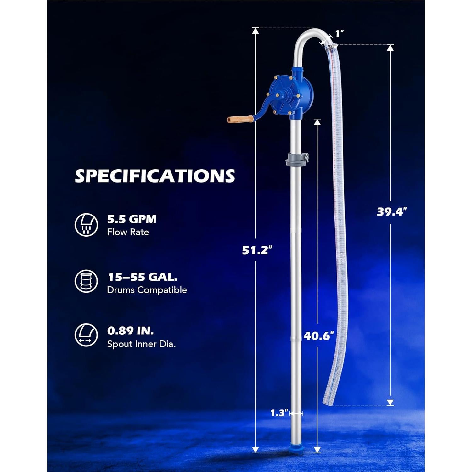 Bomba de tambor manual Orion Motor Tech 55 galones aceite diésel