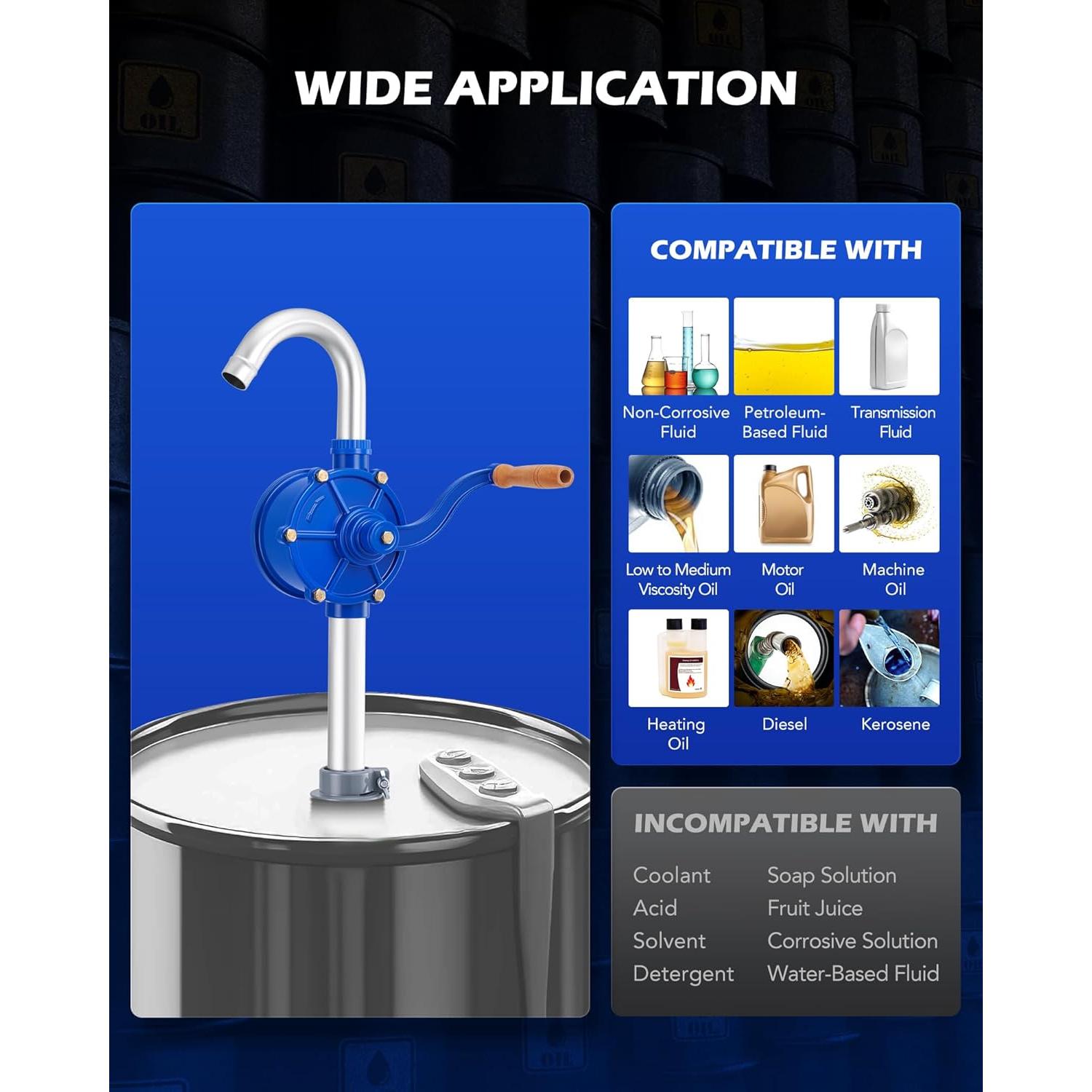 Bomba de tambor manual Orion Motor Tech 55 galones aceite diésel