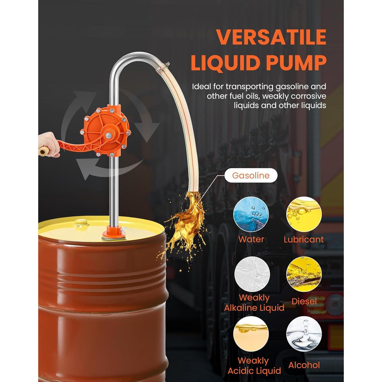 Bomba de Tambor Manual Poafamx 55 Galones Acero Inoxidable 49.2 L/min