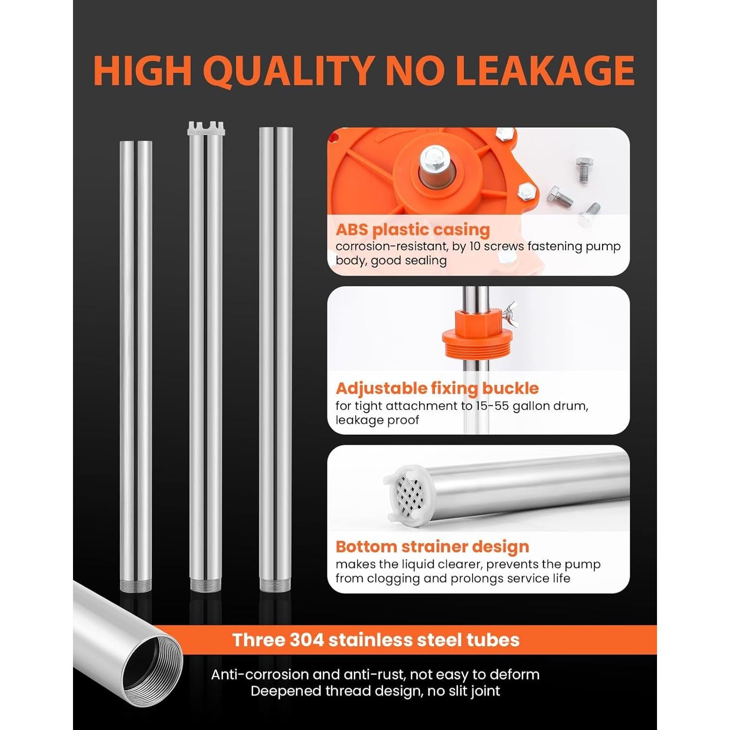 Bomba de Tambor Manual Poafamx 55 Galones Acero Inoxidable 49.2 L/min