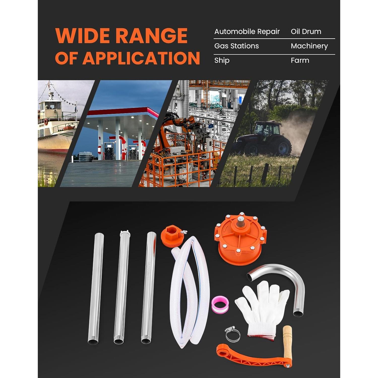 Bomba de Tambor Manual Poafamx 55 Galones Acero Inoxidable 49.2 L/min