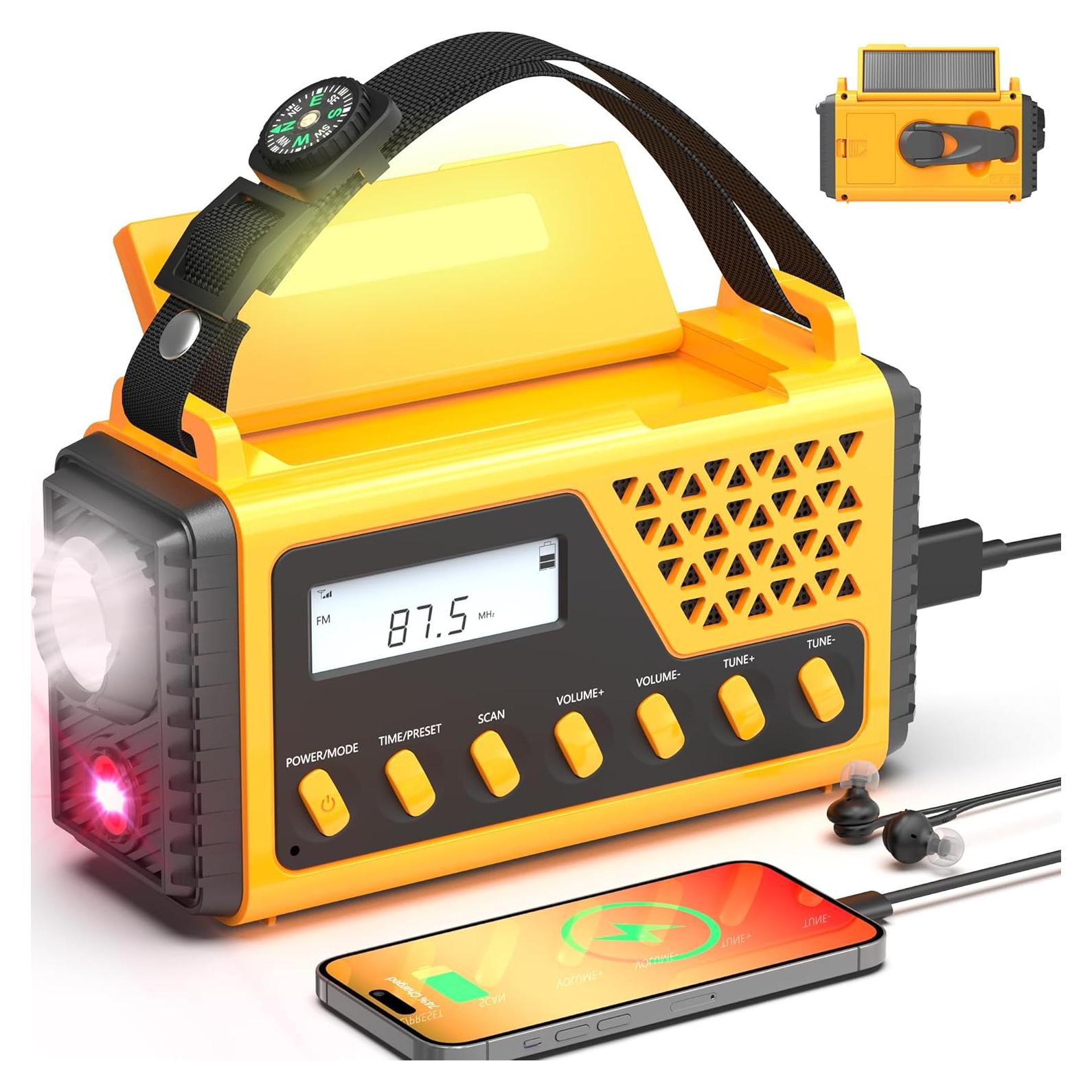 Radio Meteorológica Portátil DexScout 10000mAh Solar con Linterna