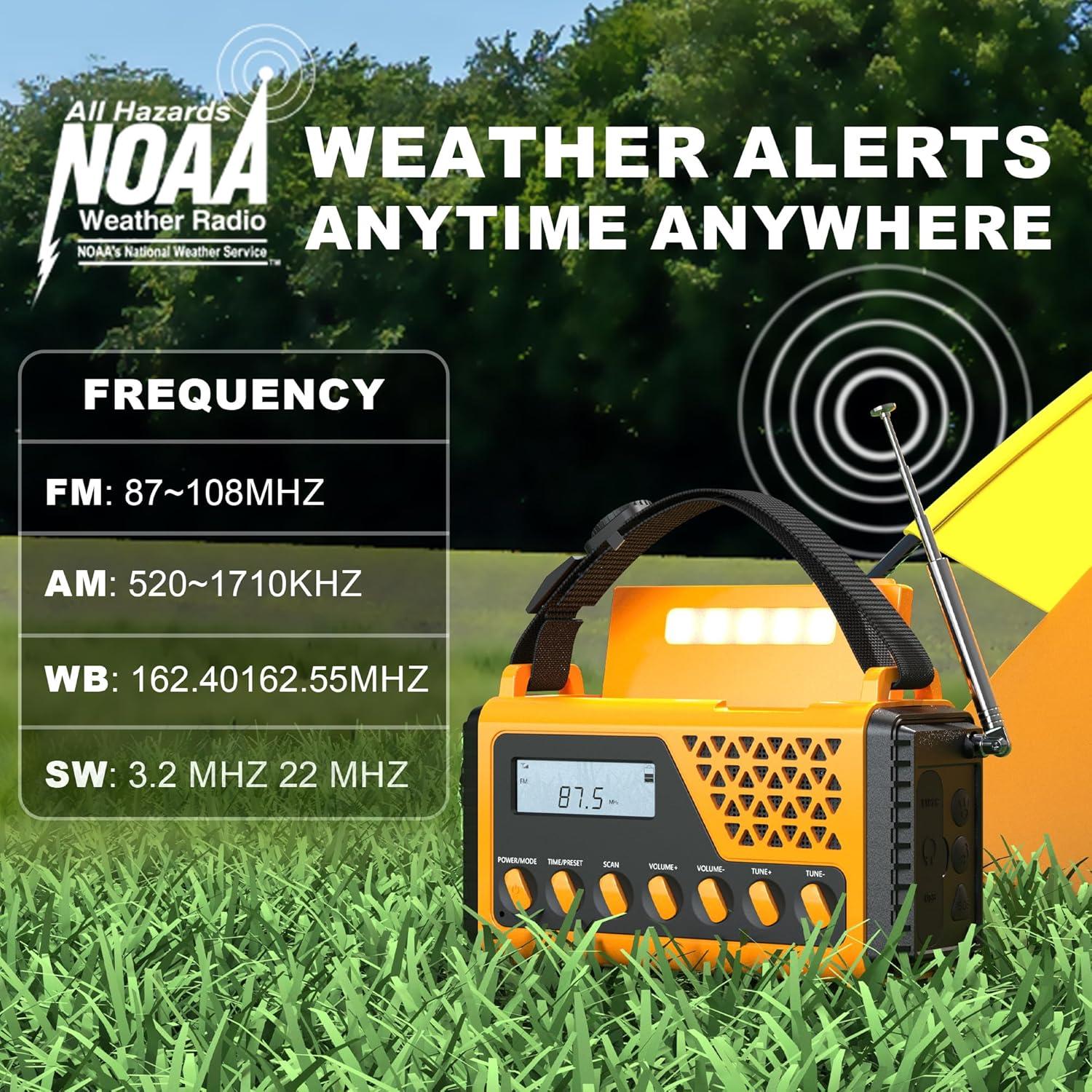 Radio Meteorológica Portátil DexScout 10000mAh Solar con Linterna