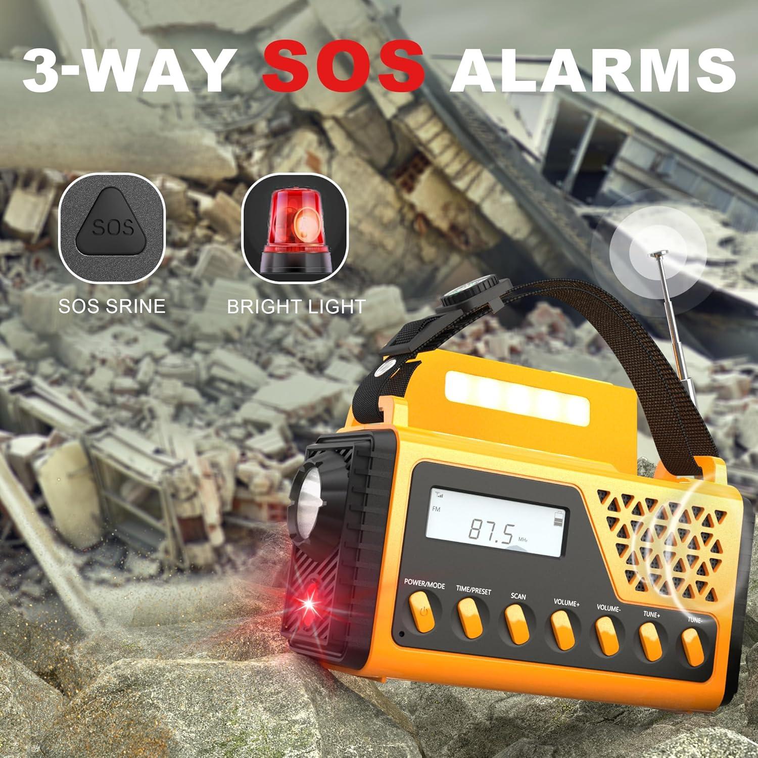 Radio Meteorológica Portátil DexScout 10000mAh Solar con Linterna