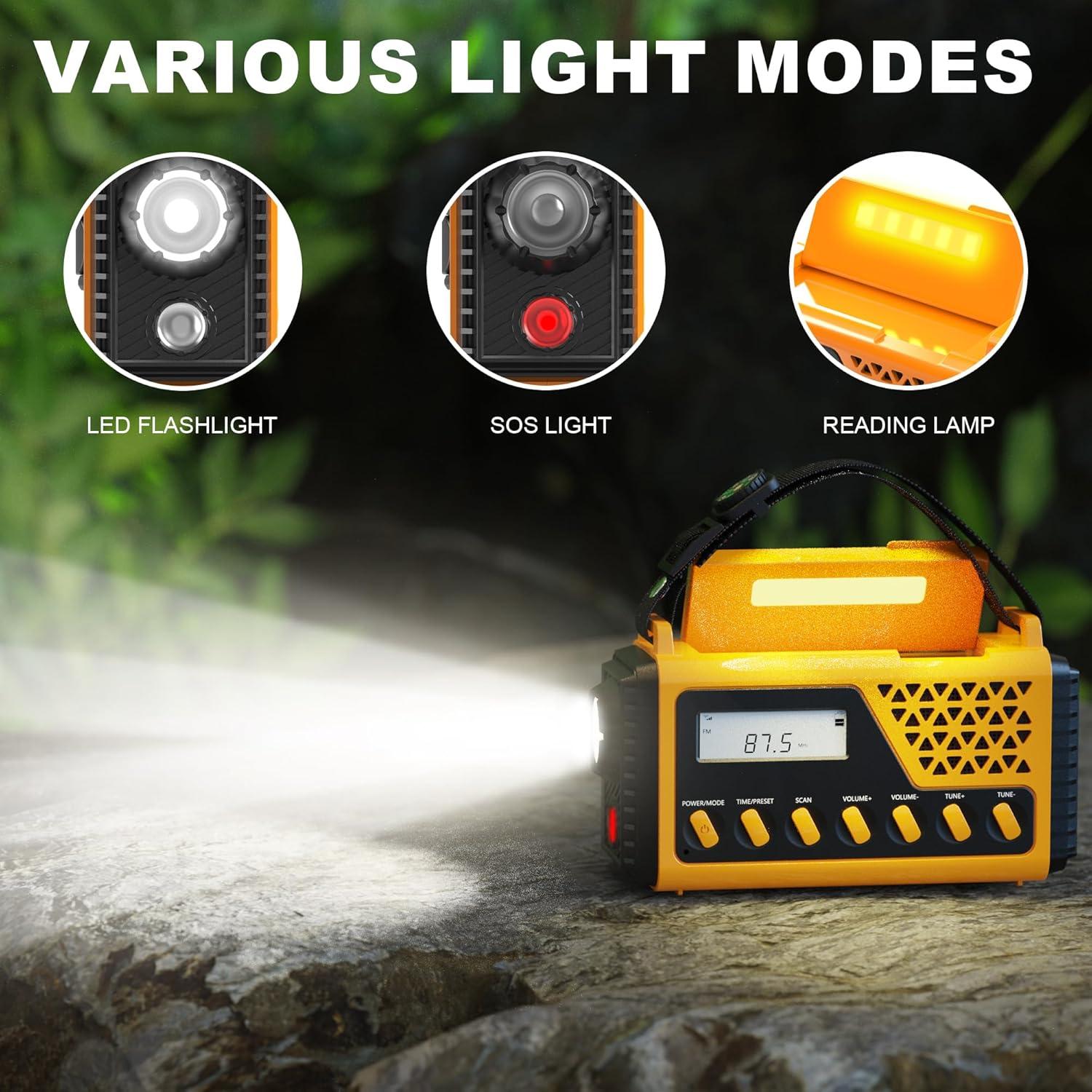 Radio Meteorológica Portátil DexScout 10000mAh Solar con Linterna