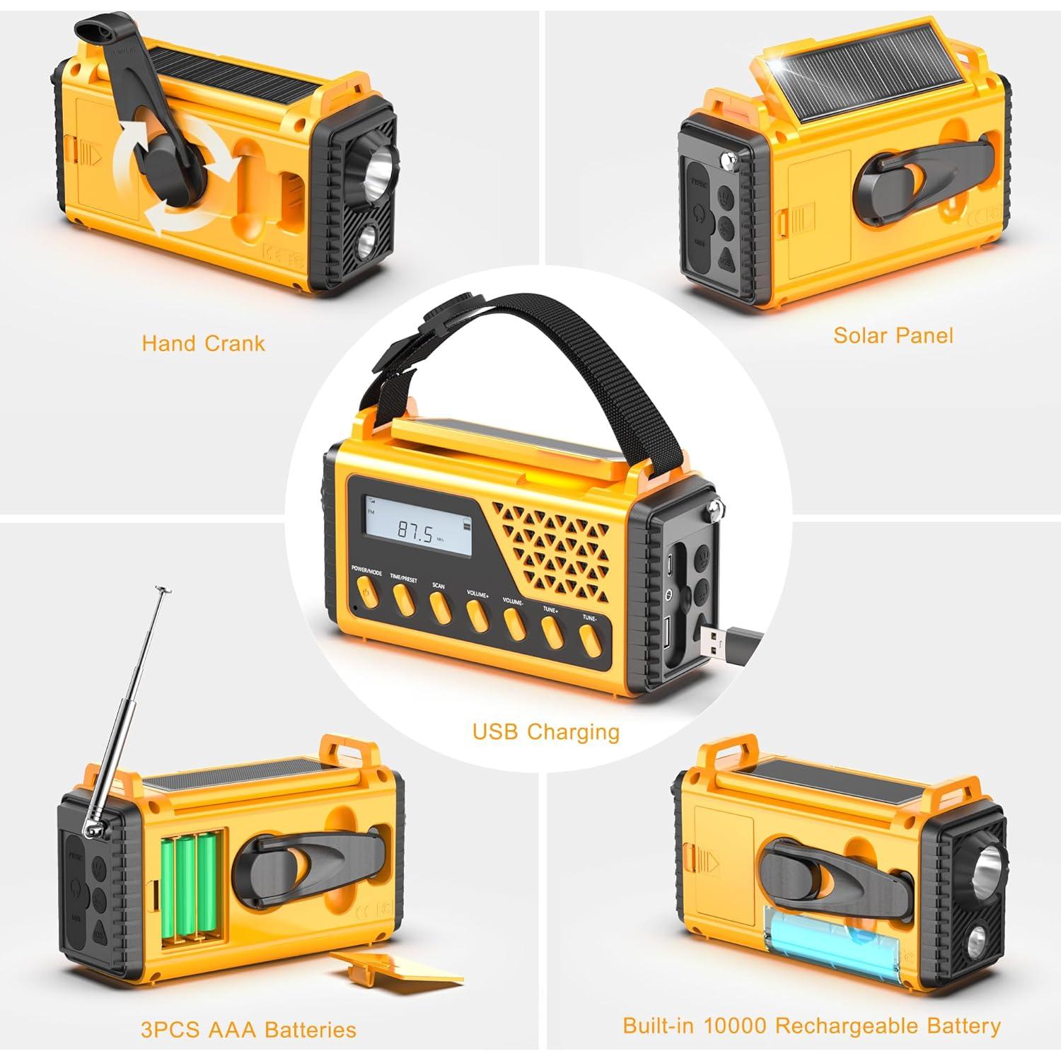 Radio Meteorológica Portátil DexScout 10000mAh Solar con Linterna